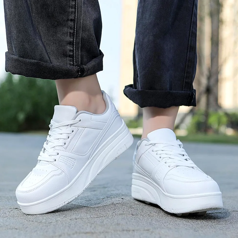 Zapatos con ruedas para niños 4 ruedas patines skate zapatillas deportivas niños niñas 2 en 1 patines multifuncionales zapatillas de correr al aire libre