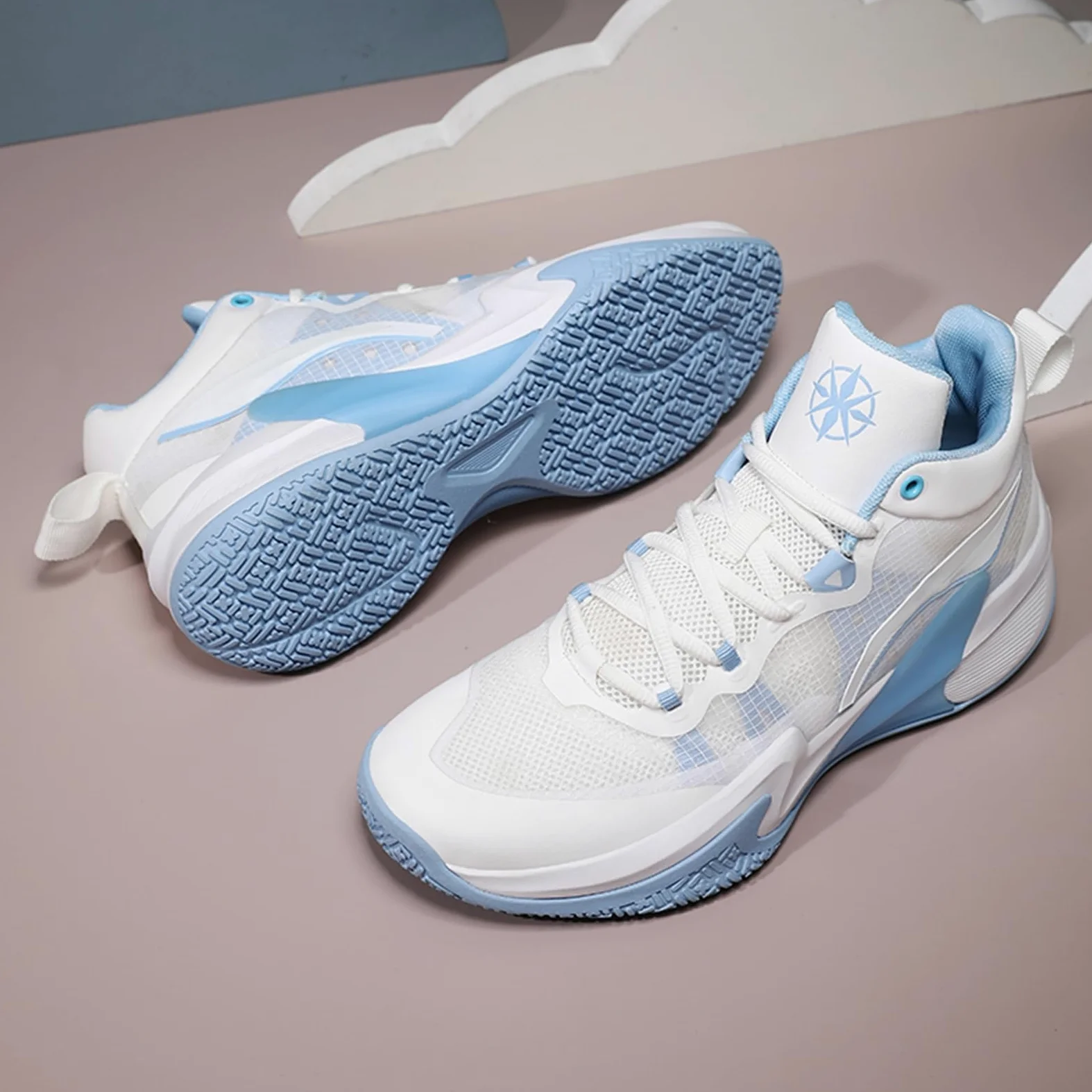 Zapatillas de Baloncesto Hombre Altas Protección Tobillo | Zapatillas de Baloncesto Hombre Altas Blanco Azul Protección Tobillo TPU Amortiguación