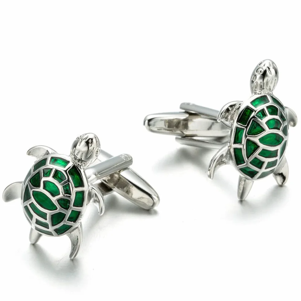 Gemelos de tortuga vintage con diamantes de imitación franceses con caja de regalo para hombres, fiestas, reuniones, bodas, uso diario