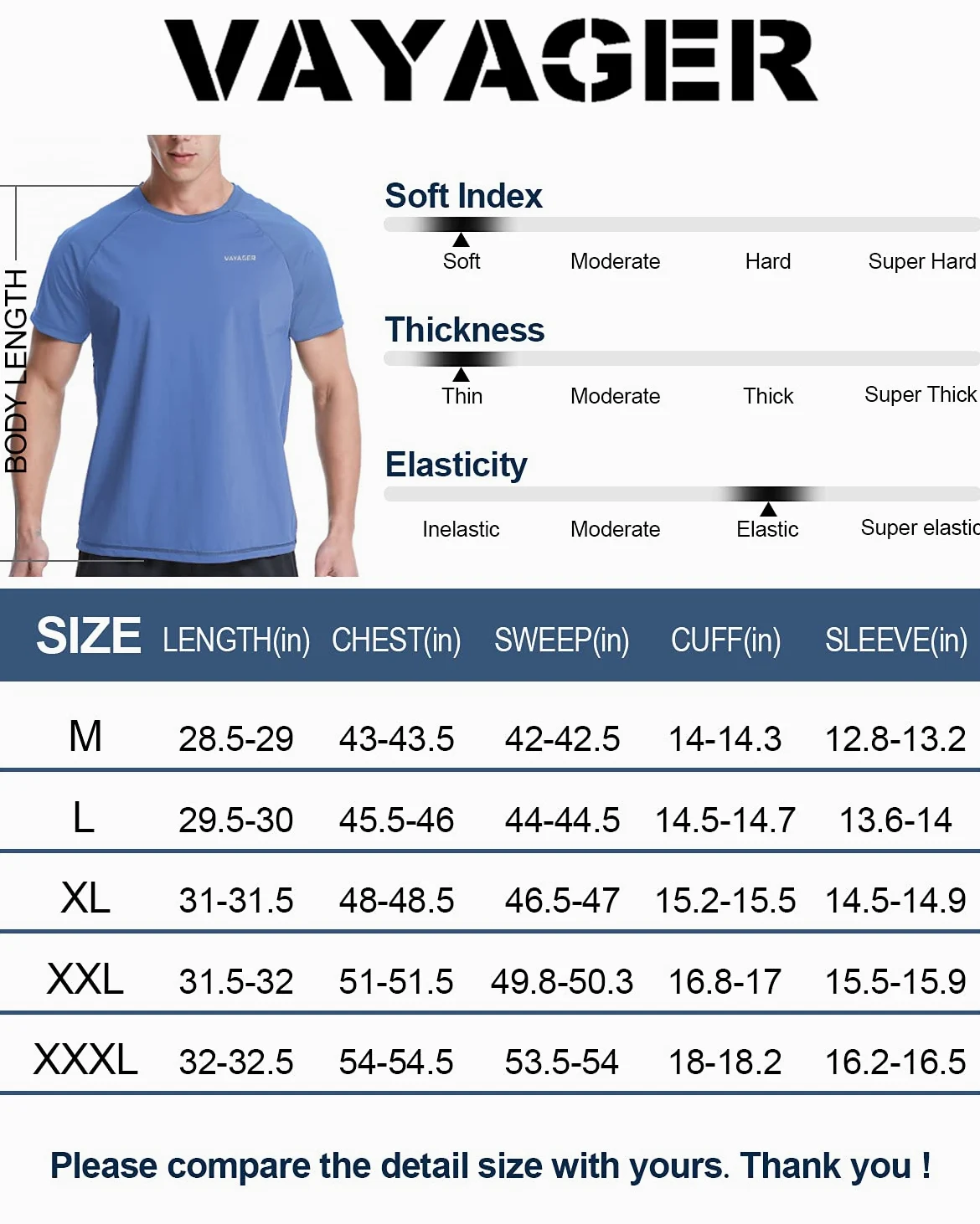 VAYAGER Camiseta de Natación de Manga UPF 50+ Corta para Hombre Secado Rápido Protección UV Solar Rendimiento al Aire Libre