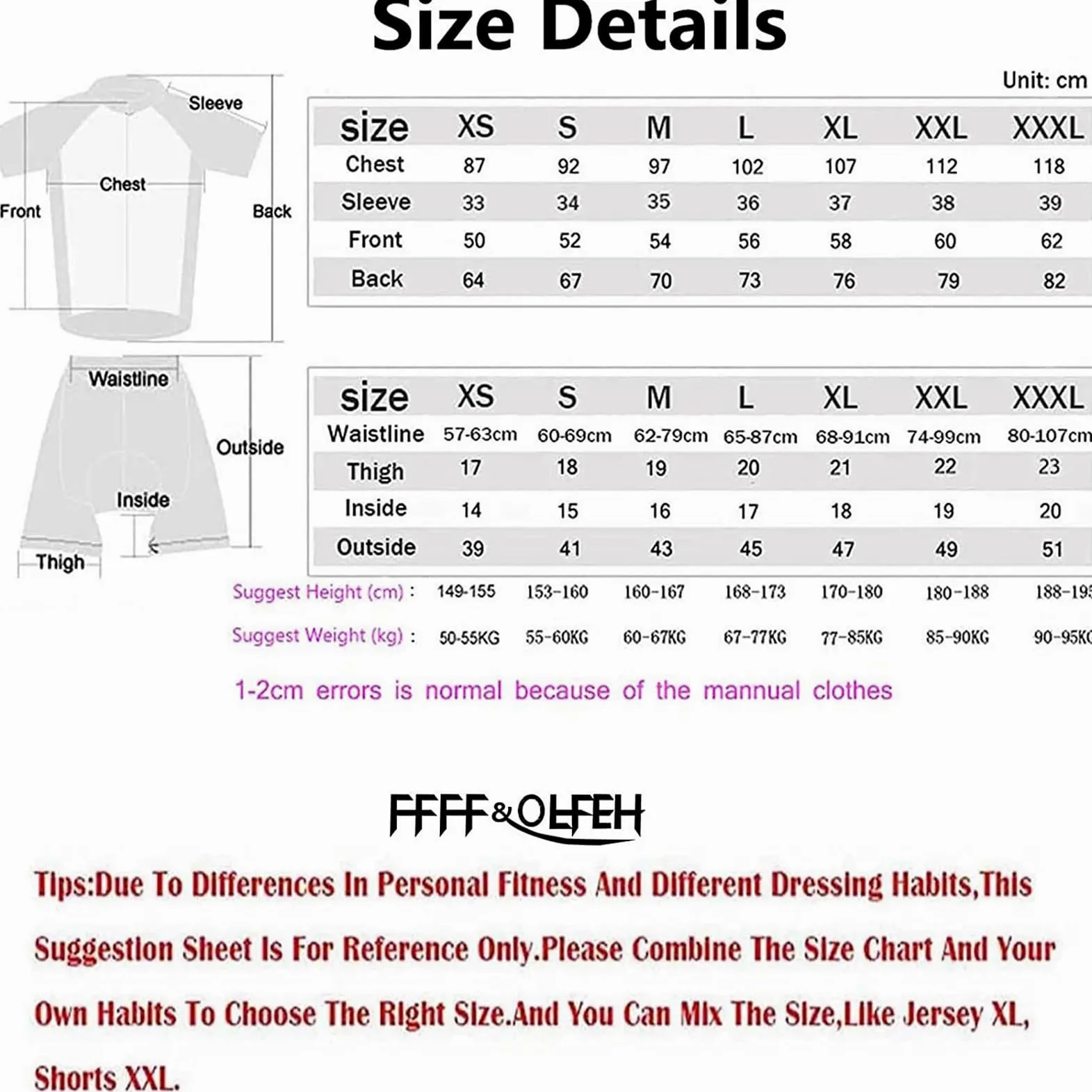 FFFF & OLFEH Summer Cycling Skinsuit Triatlón for Hombres, Conjuntos de Camisetas de Ciclismo for Hombres,Traje de Piel de Triatlón De Verano para Hombres, Mono De Ciclismo