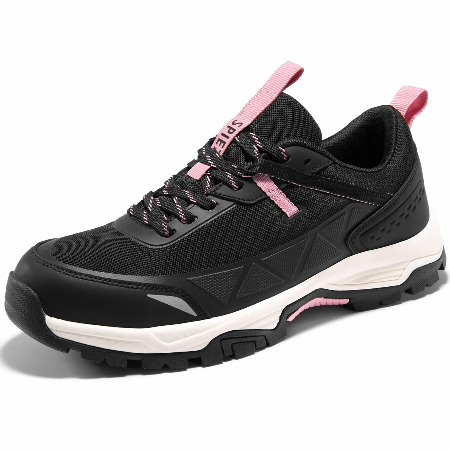 Spiez Zapatos de Seguridad para Mujer Ligeros con Punta Compuesta Transpirable, Negro Rosa EU35-41