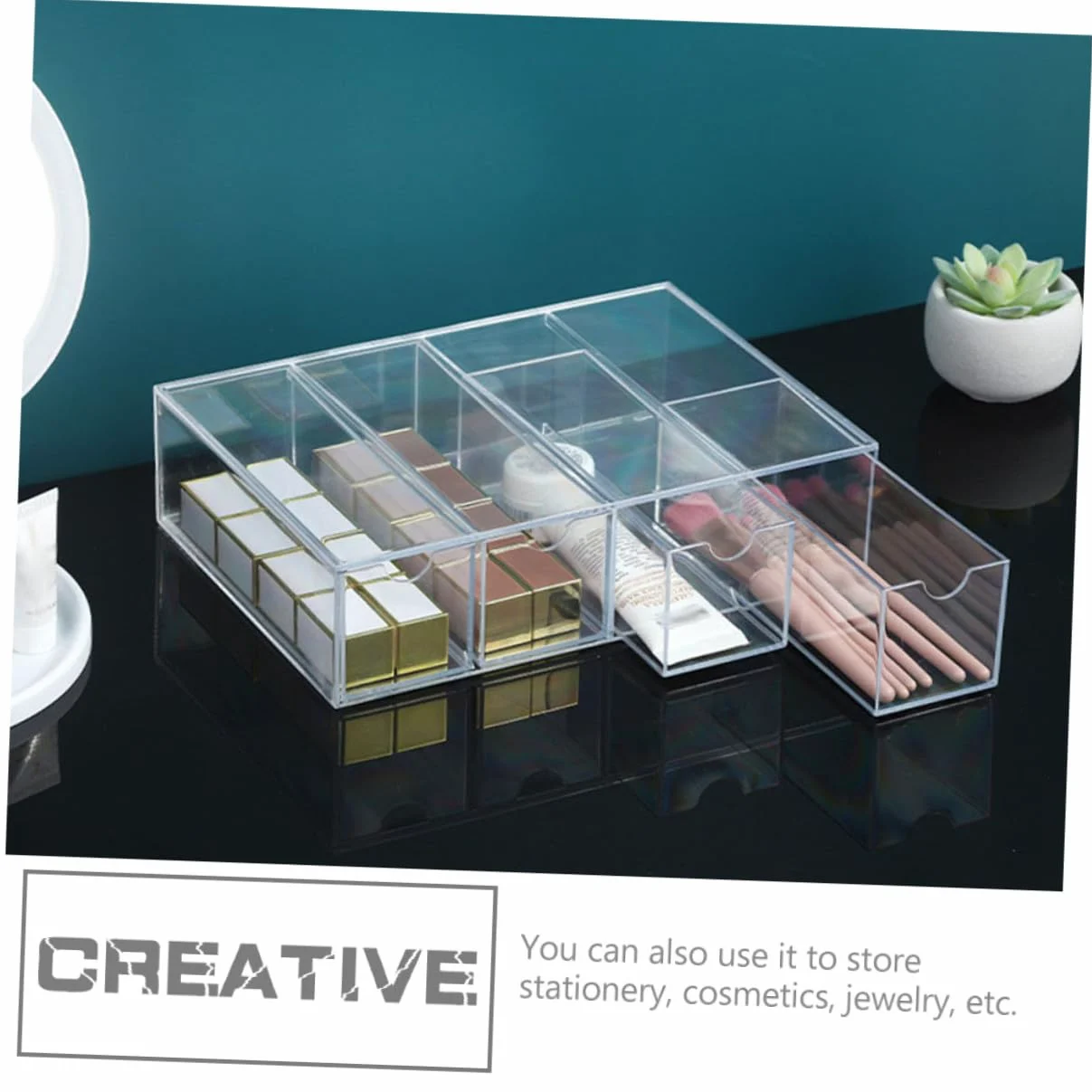 Caja Transparente para Gafas y Joyas 4 Capas Acrílico Multifuncional Organizador Almacenamiento Escritorio 2 Piezas Hogar y Tienda