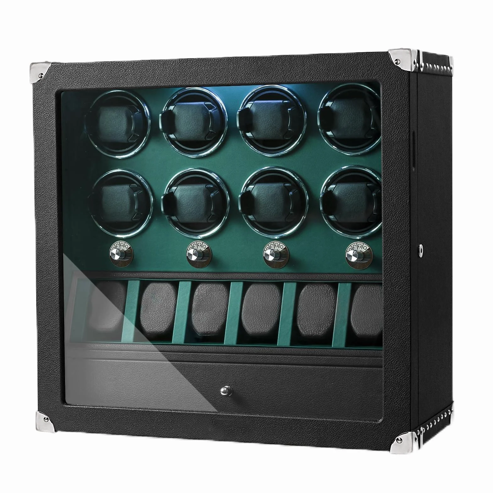 XTELARY - Reloj con cerradura para 2/4/6/8, con 3/6 ranuras de memoria, cajón de almacenamiento, 4 modos de rotación, luz LED blanca, motor súper silencioso