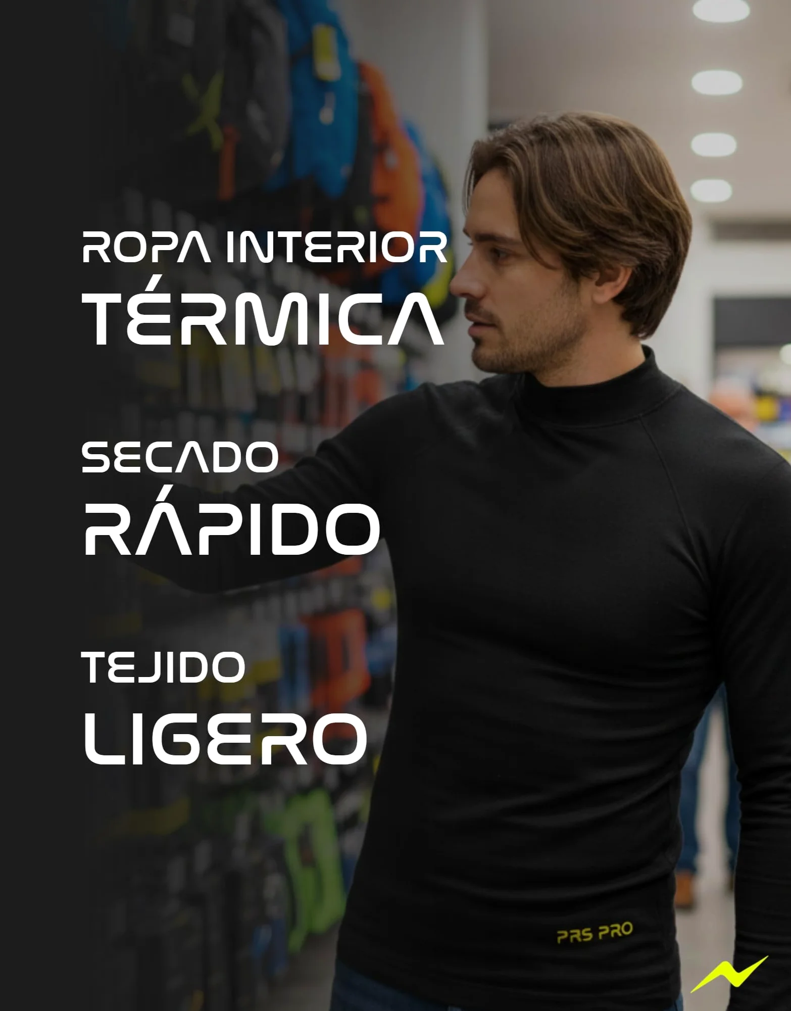 PRS Camiseta Térmica de Manga Larga para Hombre – Ropa para Hombre – Camiseta de Running Transpirable – Cuello Cisne Sin Costuras de Secado Rápido (Negro, L/XL)