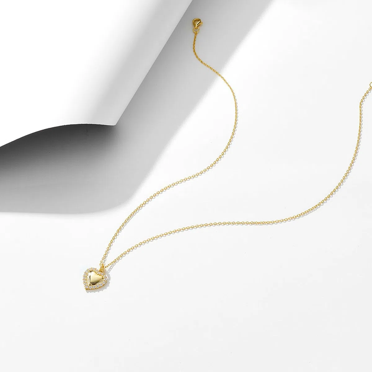 Collares con dije de corazón de oro amarillo de 9 K, 14 y 18 quilates con diamantes creados en laboratorio, 40 + 5 cm