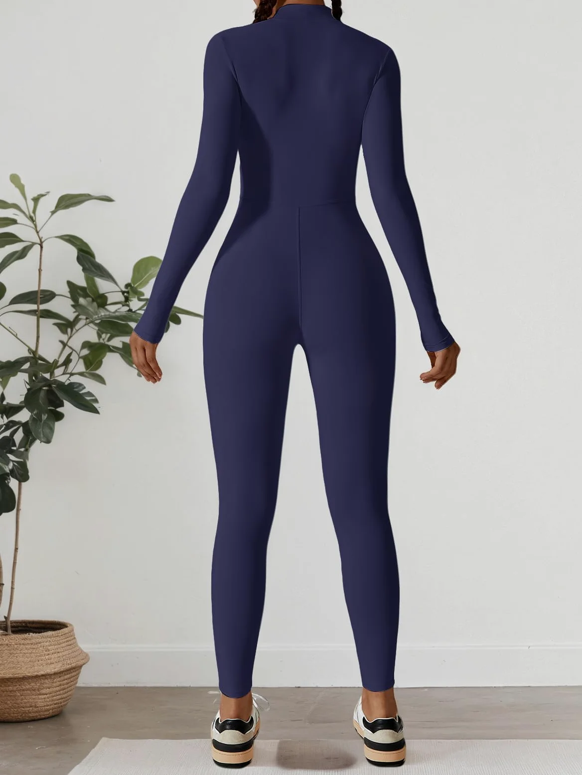 ECUPPER Enterizo Deportivo para Mujer Con cierre de cremallera y manga larga - Body moldeador para yoga y gym