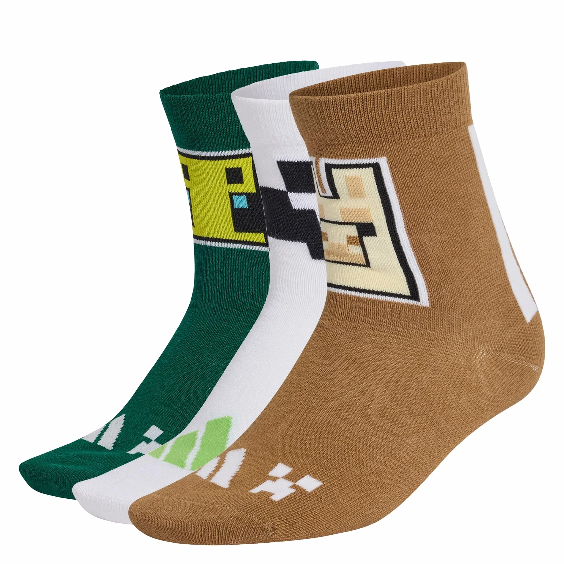 adidas Minecraft Youth 3 Pairs Per Pack Socks Calcetines Unisex niños (Pack de 1)
