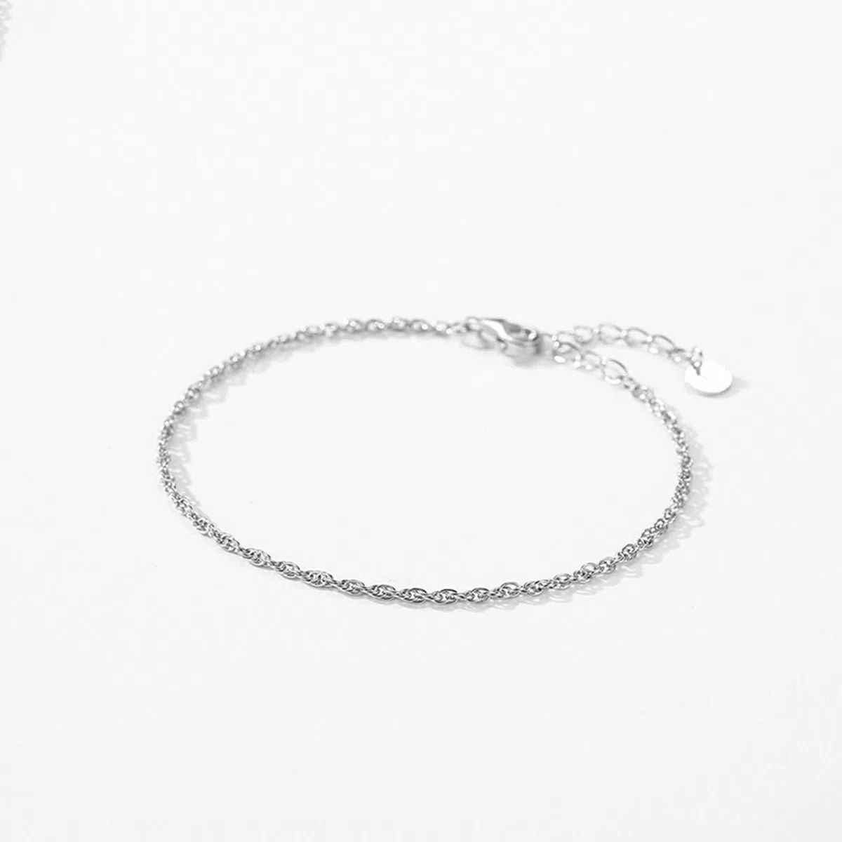 Pulseras Oro Blanco Mujer 9Kilates / 14Kilates / 18Kilates, Cadena de Simple, Cadena Extensible 16 CM + 5 CM, Pulseras Plata Mujer Ajustable