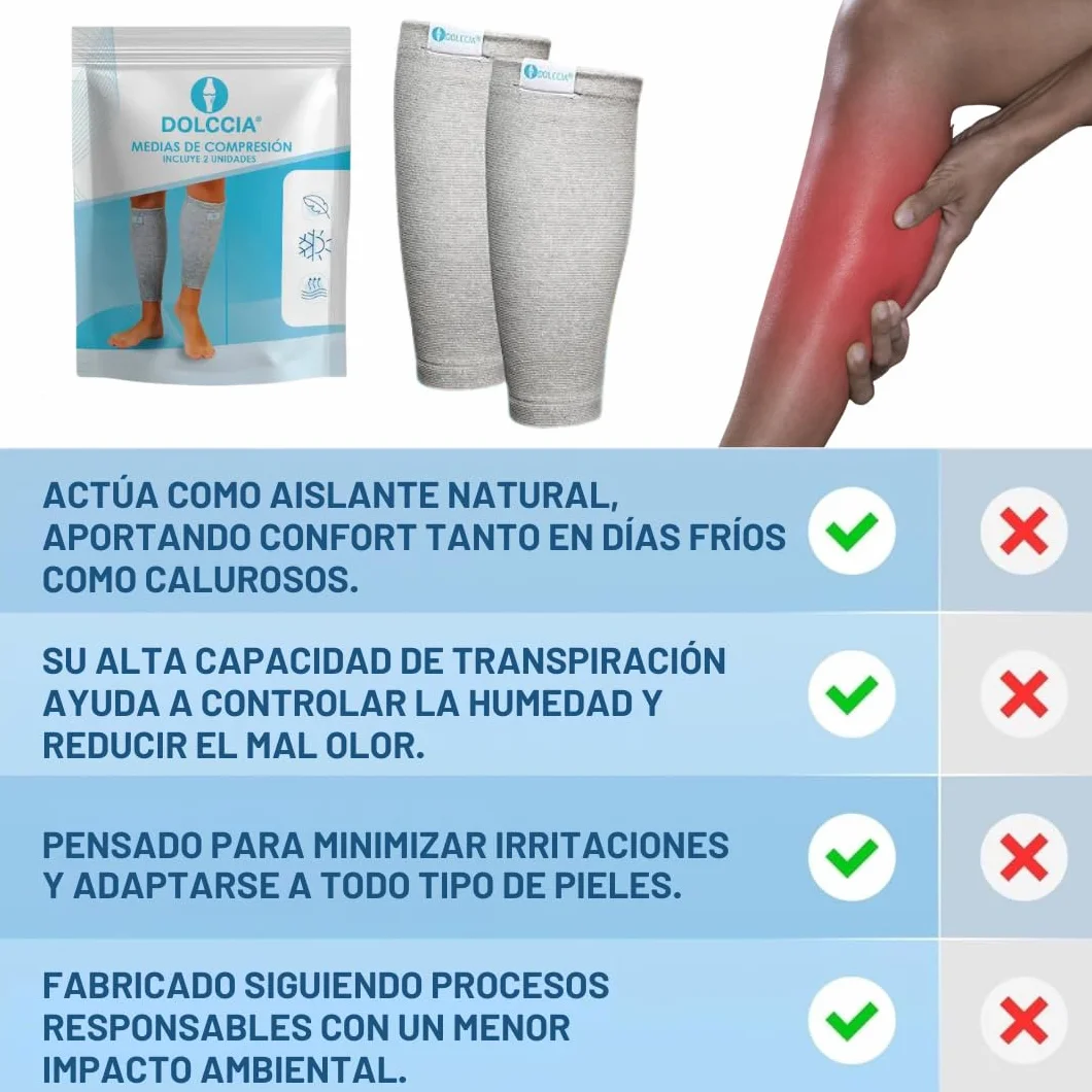 DOLCCIA 1 par Medias de compresión de bambú, Calcetines Compresivos Mujer Hombre, Mangas de Compresión para Deporte, Running, Ciclismo, Trabajo, Senderismo, Vuelo