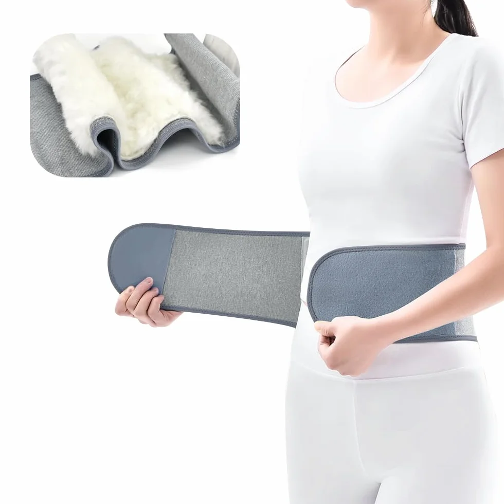 NAROSEBE Unisex Calentador de Cintura Faja Lumbar Calentador de Cintura de Cachemira Cinturón Lumbar Mujer Cinturón Invierno Calentado de Lana Cinturón de Punto (Gris (con terciopelo))