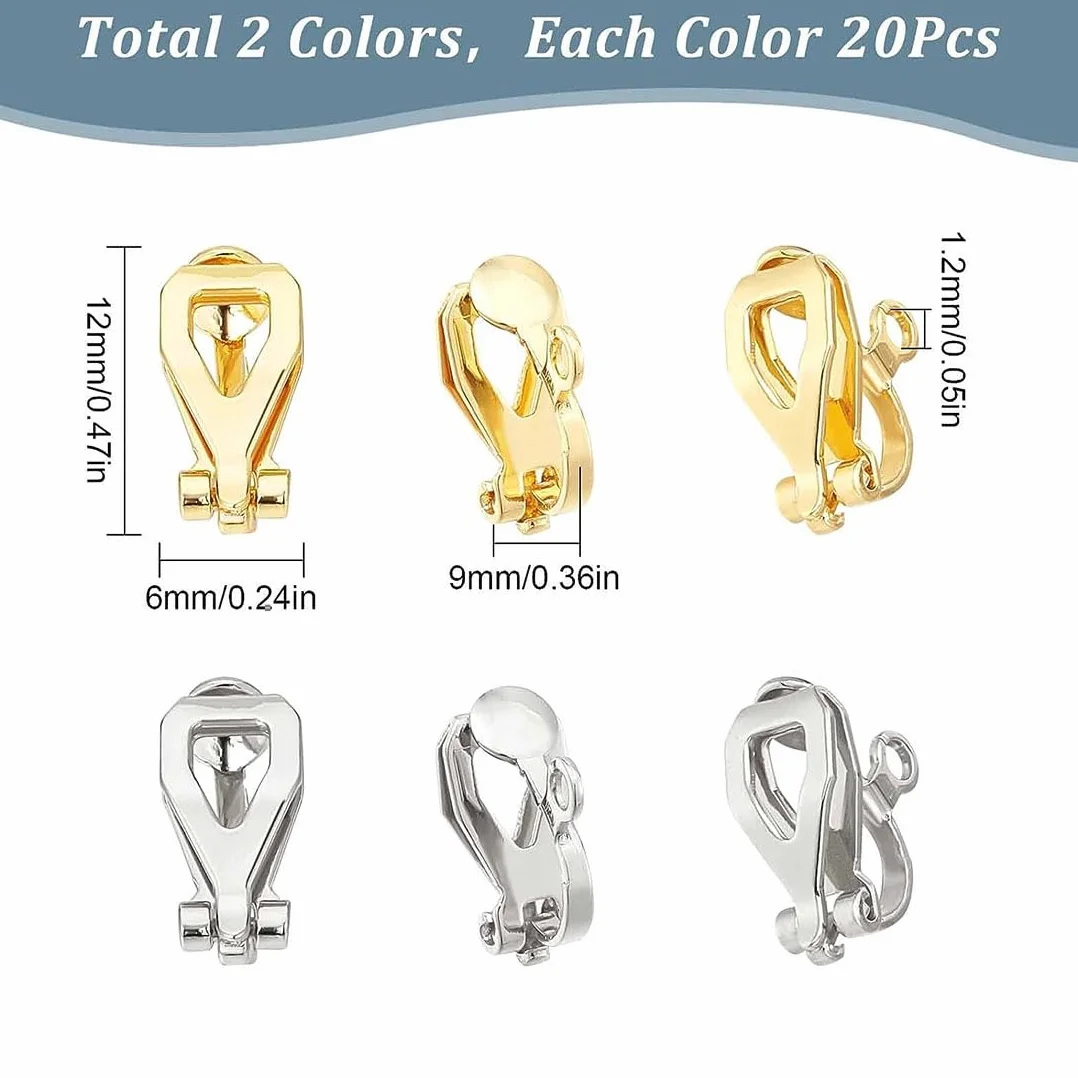 Pendientes con Clip Acero Inoxidable Dorado Convertidores para Orejas no Perforadas