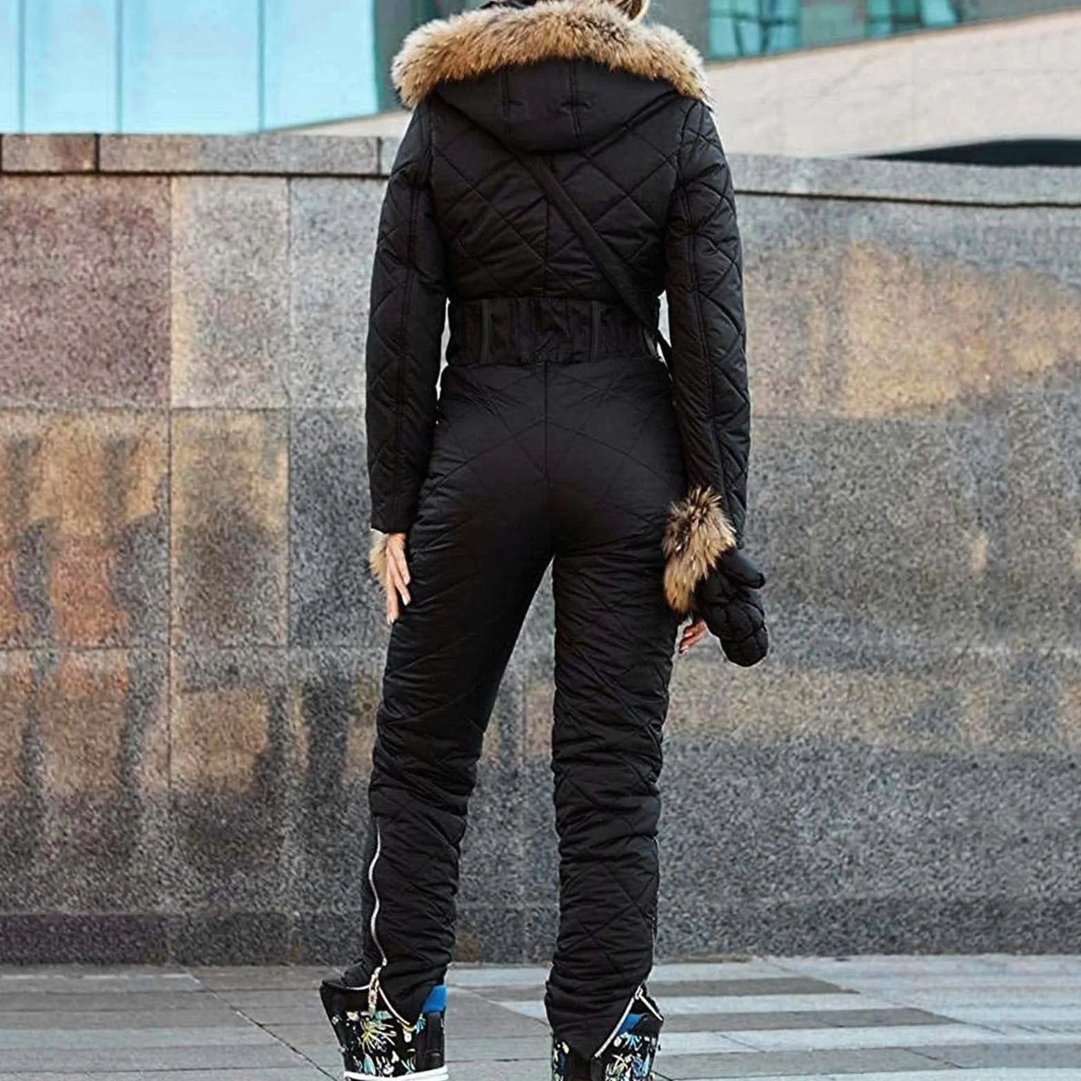 Traje de esquí para mujer de una sola pieza, conjunto clásico de 3 piezas con cremallera, mono de invierno