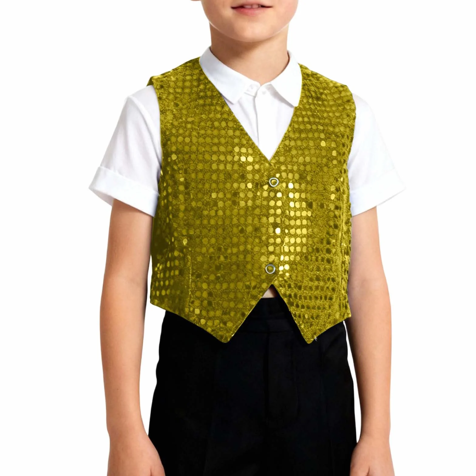 Chaleco De Actuación Para Niño Con Lentejuelas Brillantes, Ropa De Baile Hip Hop Y Jazz, Lavable En Lavadora