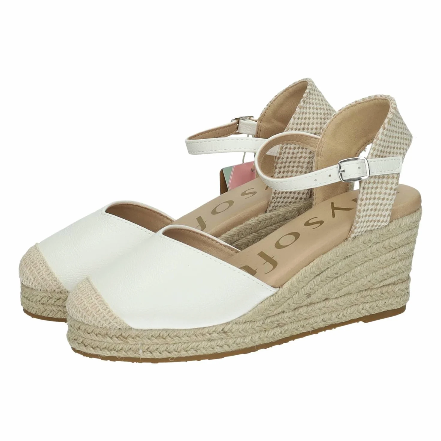 mysoft 25M150 Alpargatas con cuña Blanca para Mujer, diseño Elegante y cómodo Hecho en España Mujer Alpargatas
