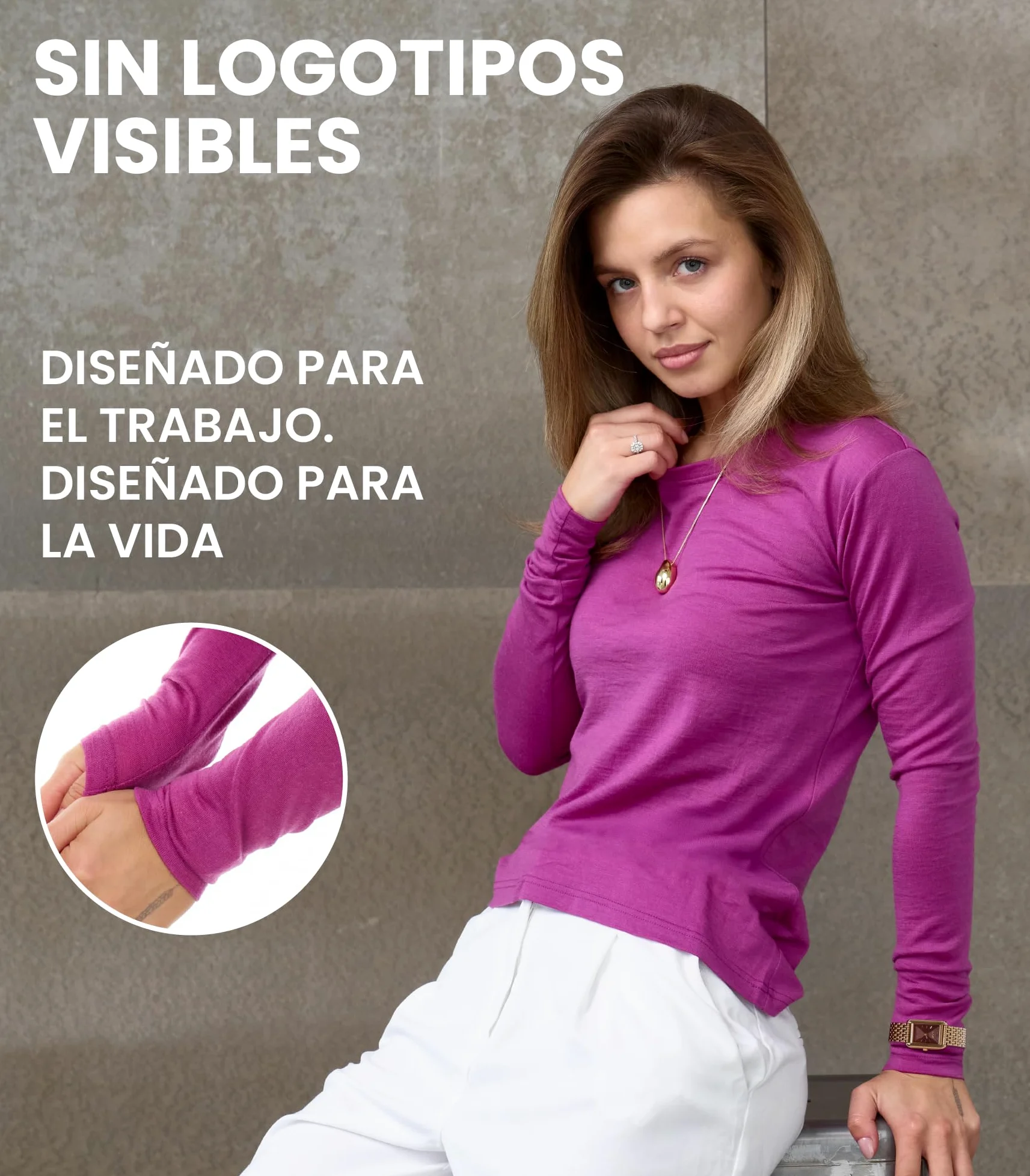 Merino.tech Сamisetas Mujer Manga Larga - 100% Lana Merino Ropa Termica (Small, 190 Melange Black V)