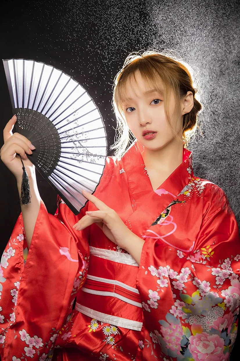 Bata tipo kimono tradicional japonés para mujer, vestido kimono para Halloween, disfraz de cosplay de Geisha Yukata