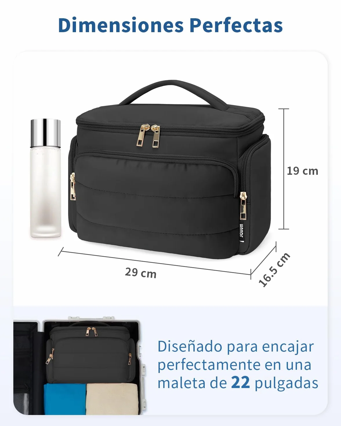WANDF Neceser de Viaje Grande, Bolso de Maquillaje de Apertura Amplia con Asa, Bolso Cosmético Hinchado para Toallas, Cosméticos, Accesorios y Elementos Esenciales para Mujeres