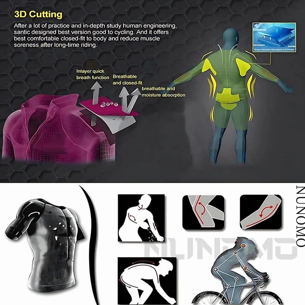Conjunto de Jersey de Ciclismo de Manga Larga de Invierno para Hombre de Lana Térmica a Prueba
