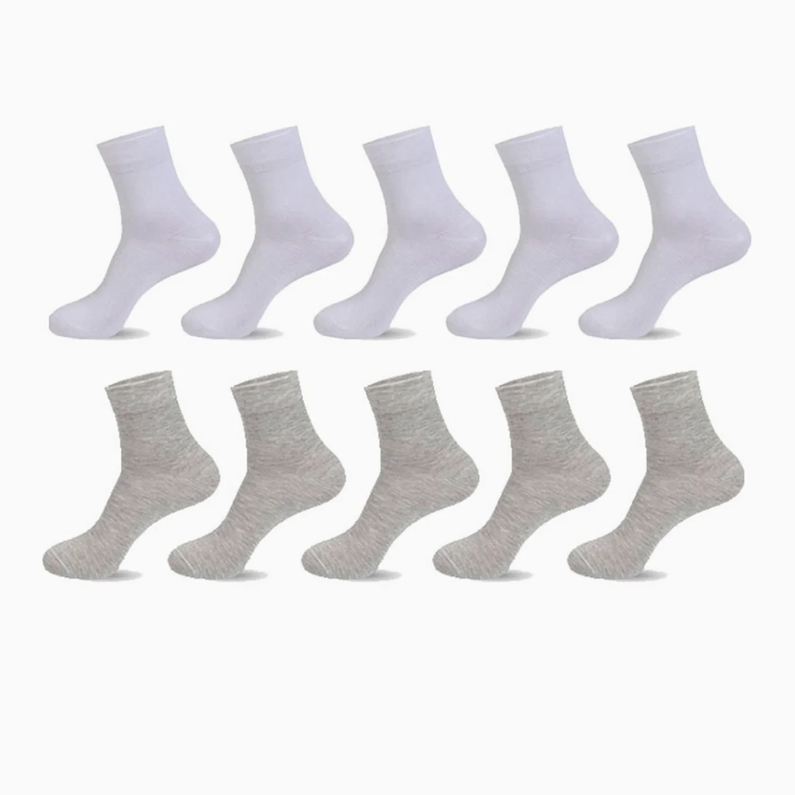 10 pares de calcetines de algodón de los hombres calcetines de negocios negros de otoño e invierno calcetines de regalo for hombres grandes tamaño 40-45 ( Color : 5 white 5 gray , tamaño : EUR 38-45 )