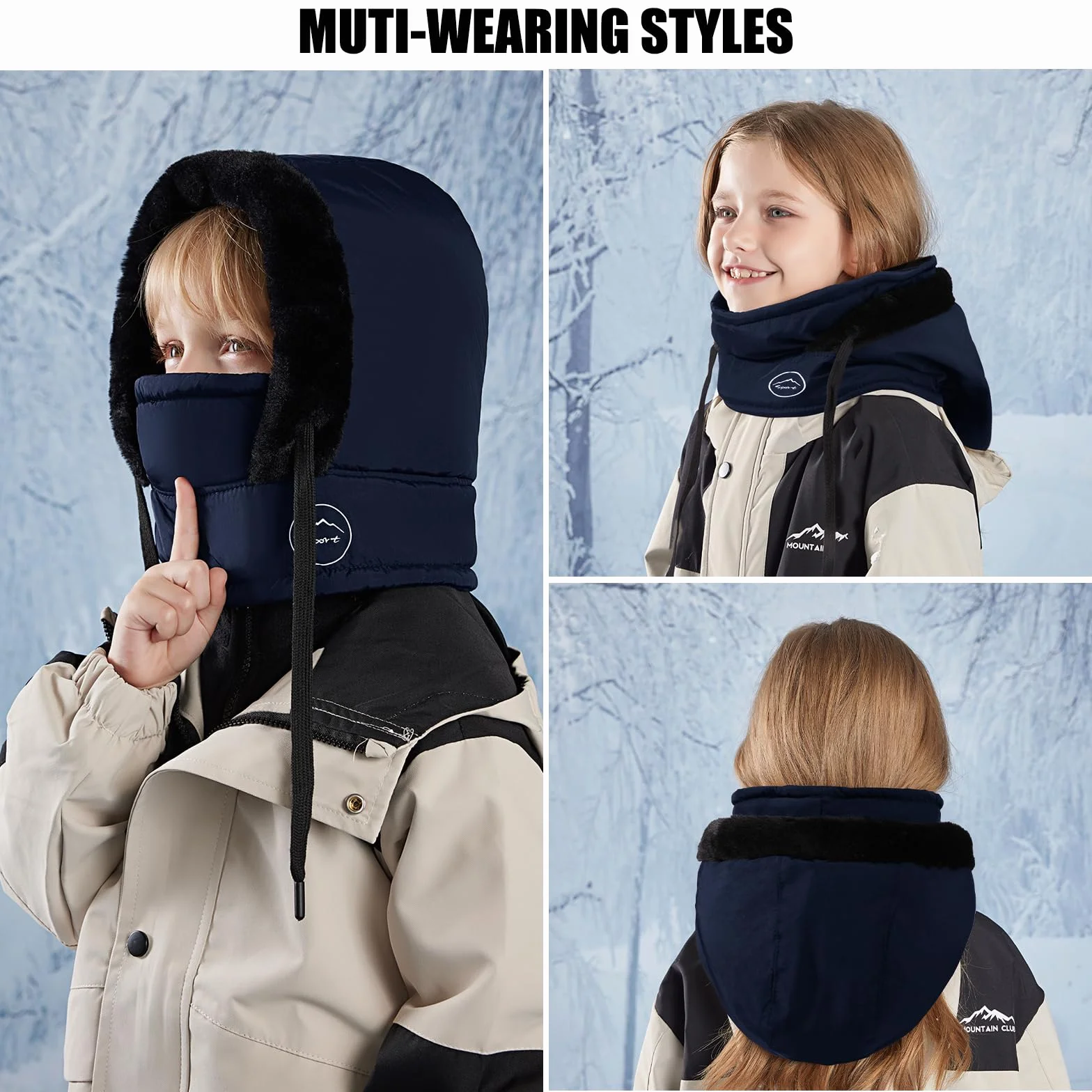 TAGVO Pasamontañas Invierno Niños Multifuncional Cortaviento Gorro Forro Polar Esquí Ciclismo Calentador Cuello