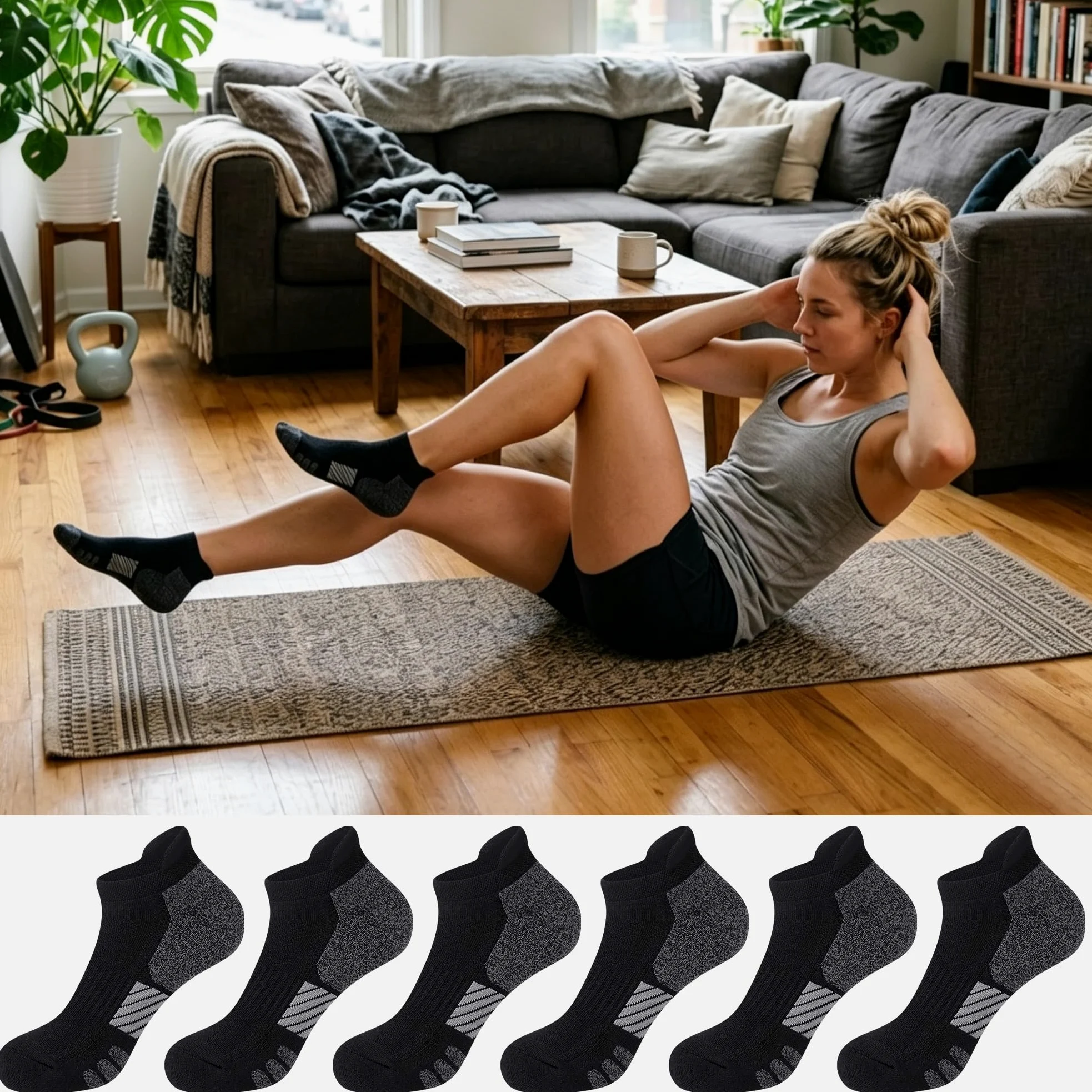 Calcetines tobilleros para mujer, antiampollas, transpirables, para correr, atléticos, acolchados, 3/6 pares