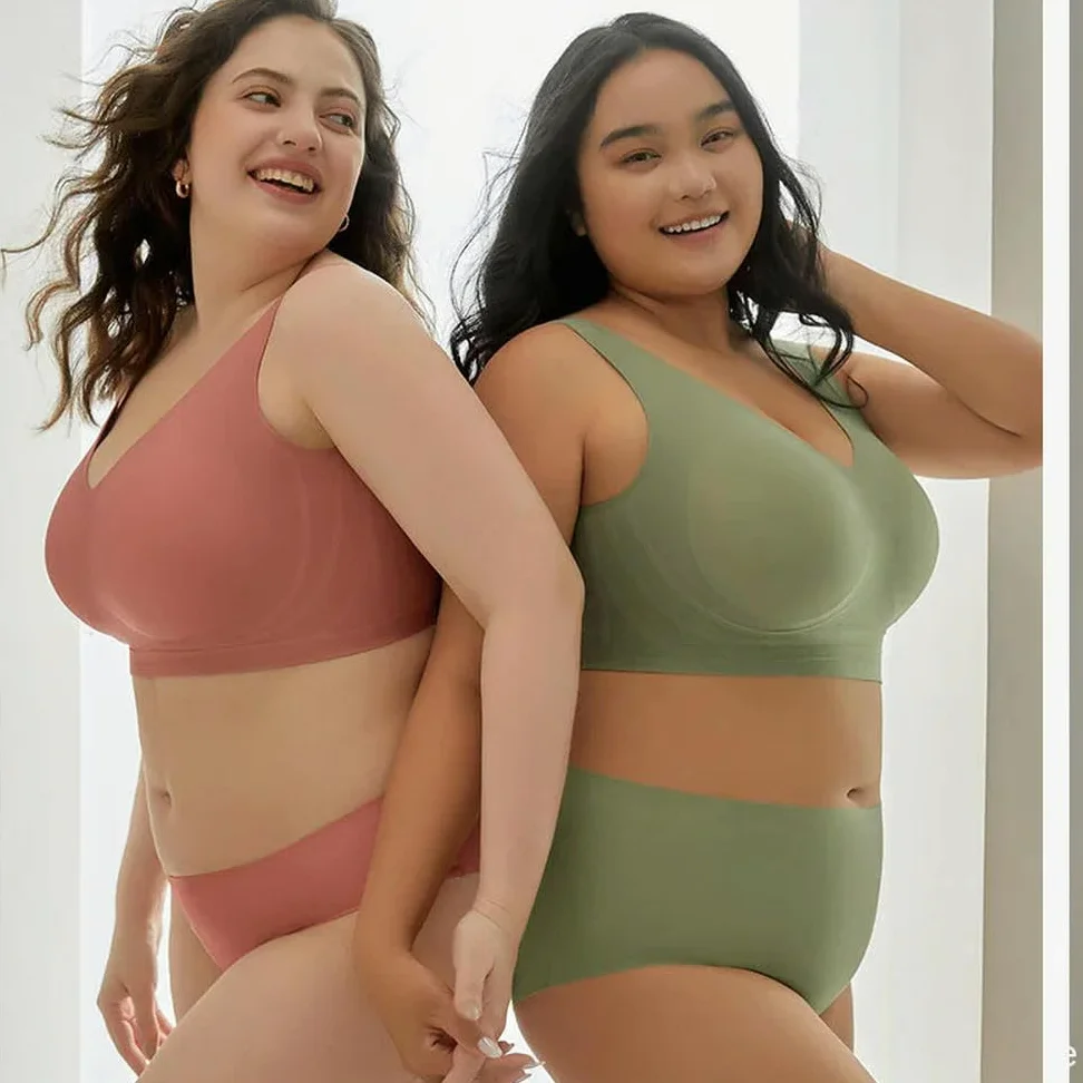 SYJYM M-5XL Conjuntos de Sujetadores de Talla Grande para Mujer Bragas regordetas para niñas Sujetadores de Gran tamaño sin Aros y antiflacidez para Mujeres con Pecho Grande
