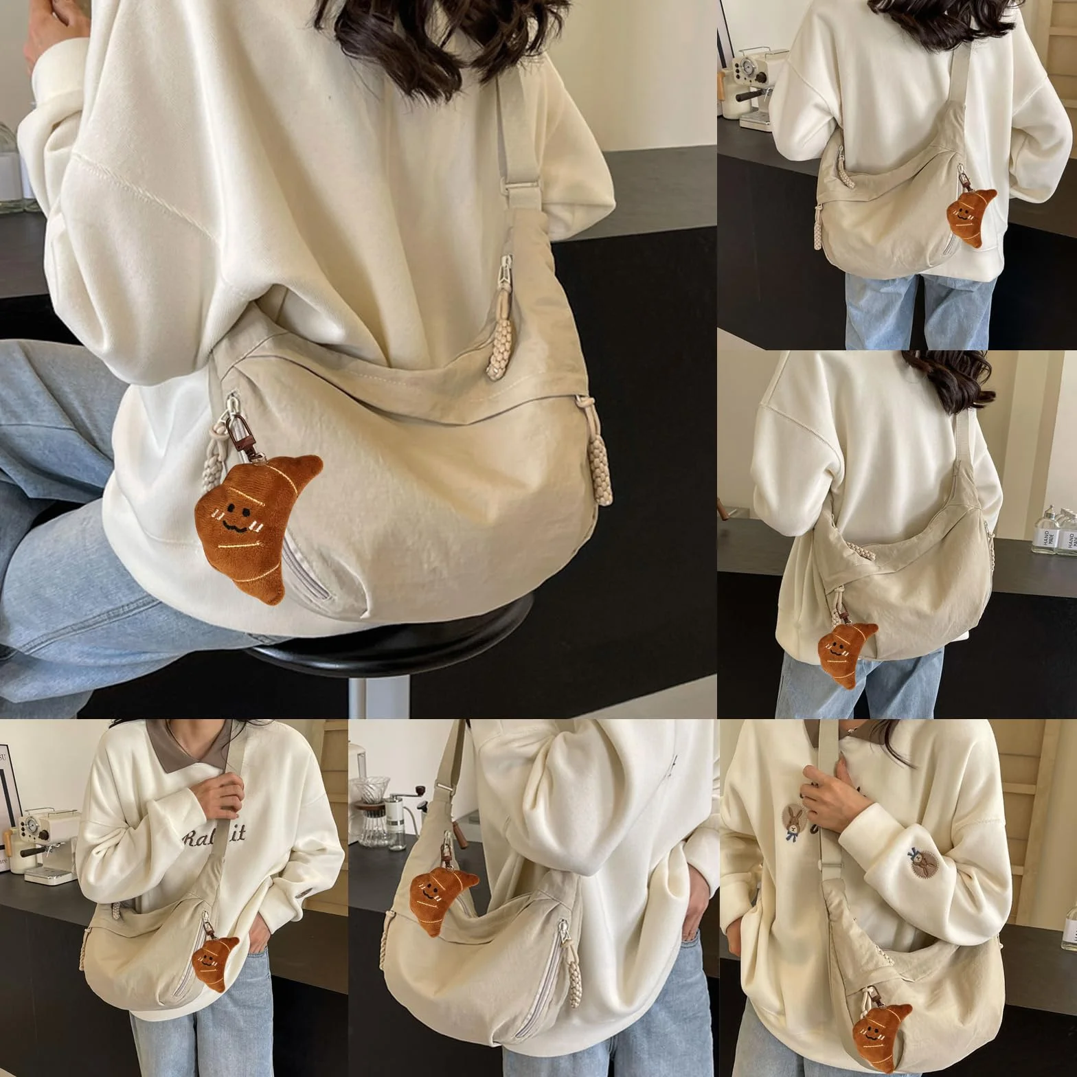TYXHXTF Bolso de Media Luna para Mujer, Bandolera con Correa de Hombro Ajustable, para Viaje, Compras, Escuela, Oficina