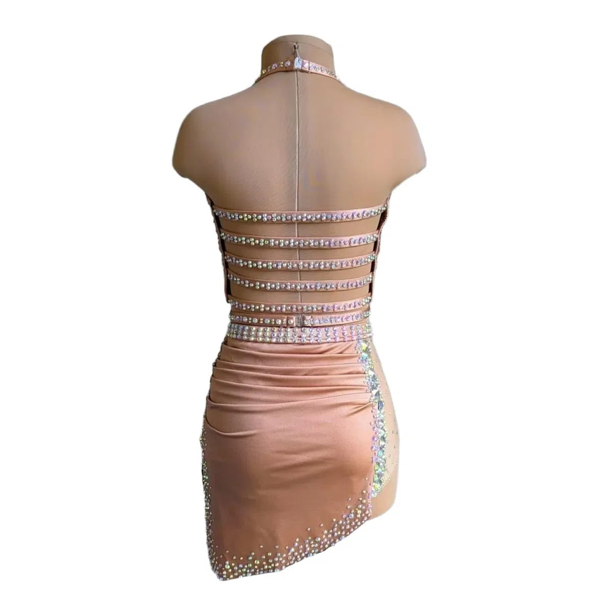 Traje de danza lírica con pedrería y espalda abierta for competición
