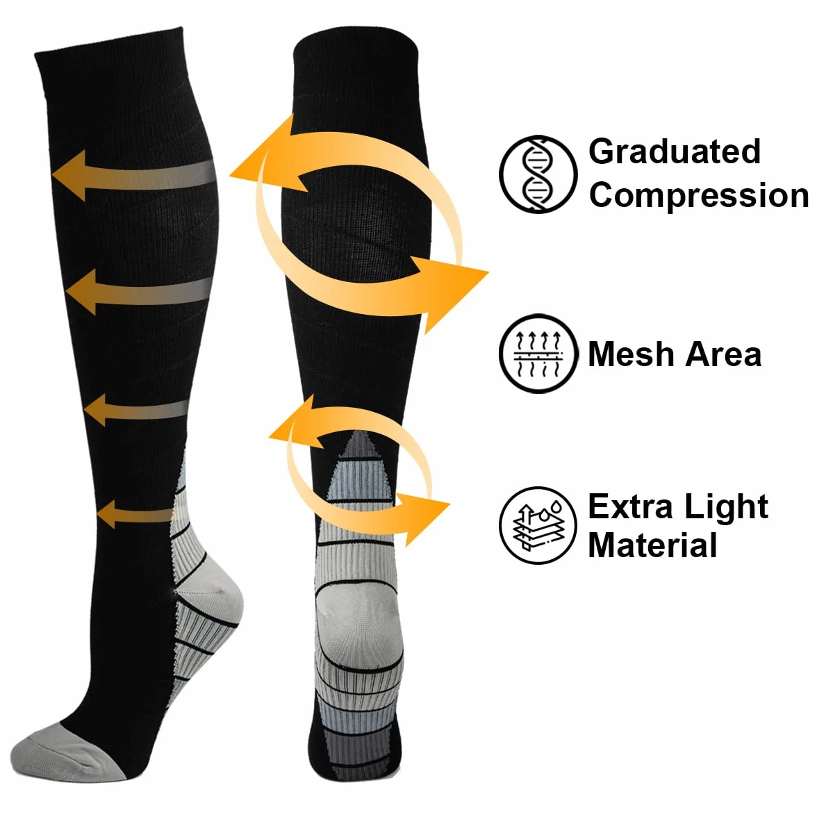 Calcetines de Compresión 3 Pares para Hombres y Mujeres Running Deporte