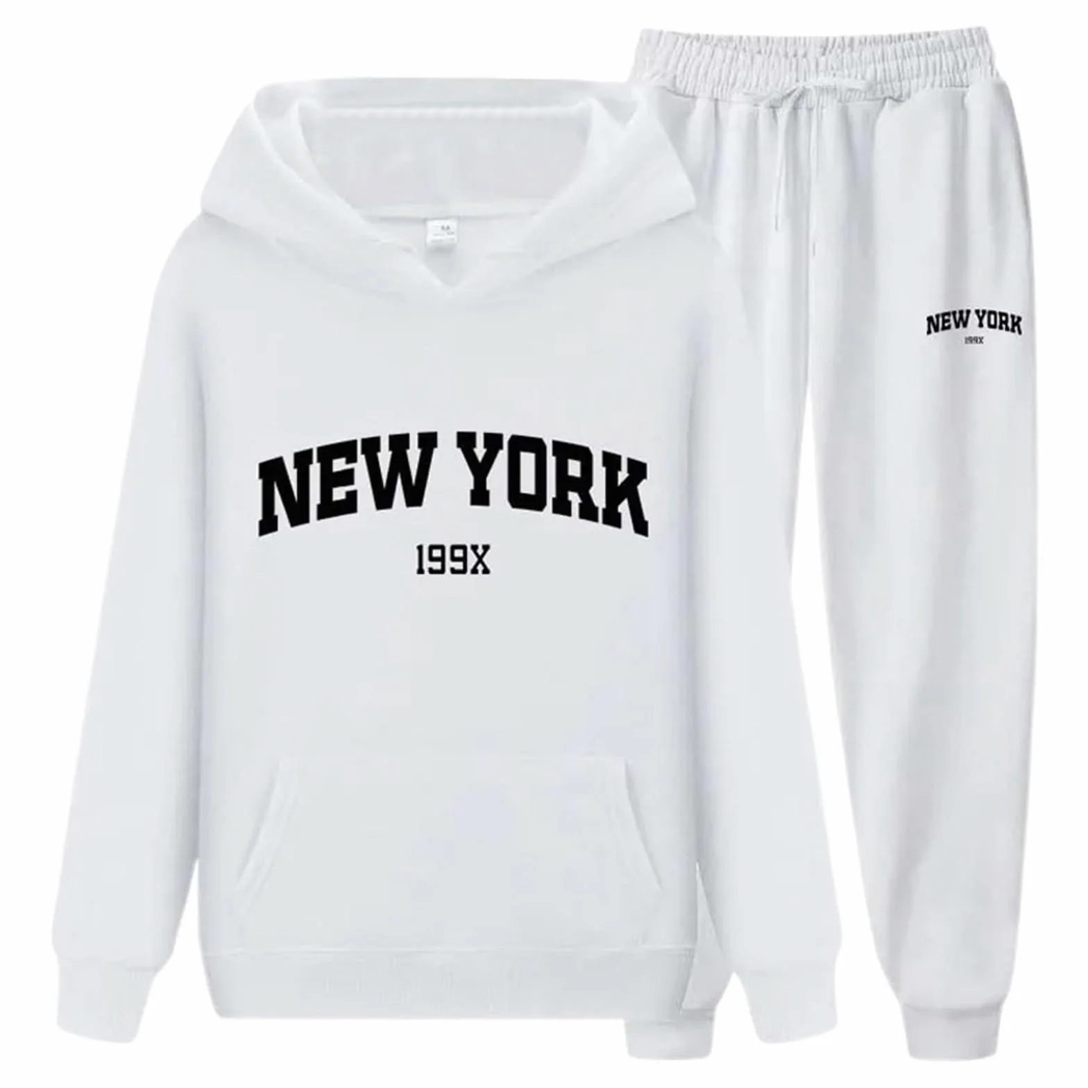 Conjunto de sudadera con capucha y pantalones de chándal estampado de letras para parejas unisex Nueva York
