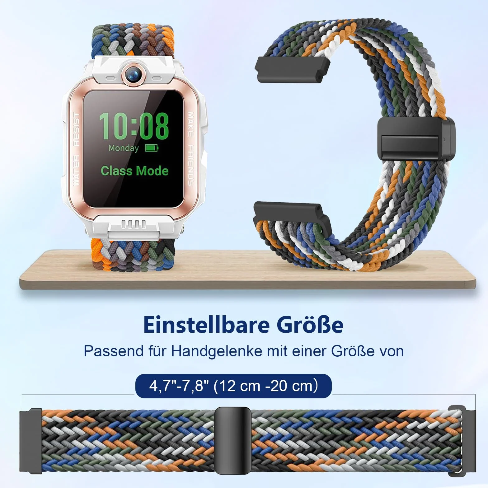 3 Piezas Niños Correa Compatible para Z7/Z6/Z1 Watch Phone, Nylon Trenzado Pulseras de Repuesto imoo Smartwatch Z7/Z6/Z1 con Cierre Magnético para Niños y Niñas