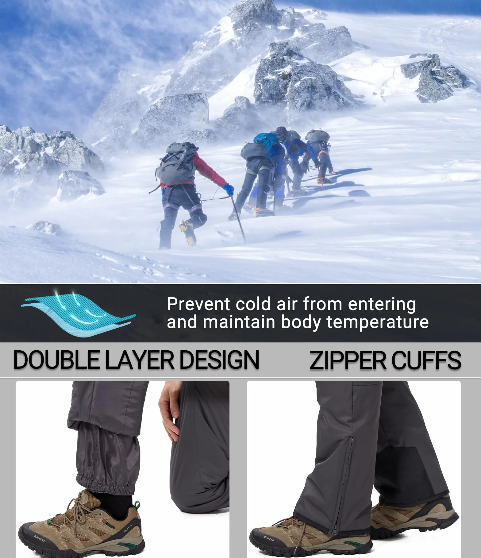 Pantalones Nieve Esquí Hombre Invernal Pantalón Softshell Calor Pantalones de Trabajo Largos Prueba Viento Impermeable Mono Outdoor Pantalón Funcional con Tirantes Ajustables