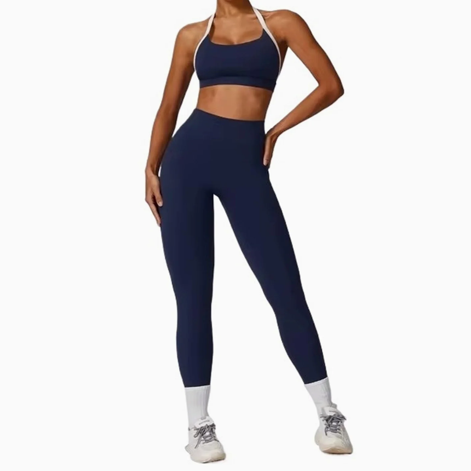 Mujer Conjunto de Ropa de Yoga Conjunto de yoga 2PCS Push Up Athletic Wear Gym Legging Fitness Bra Crop Top Trajes deportivos de manga larga