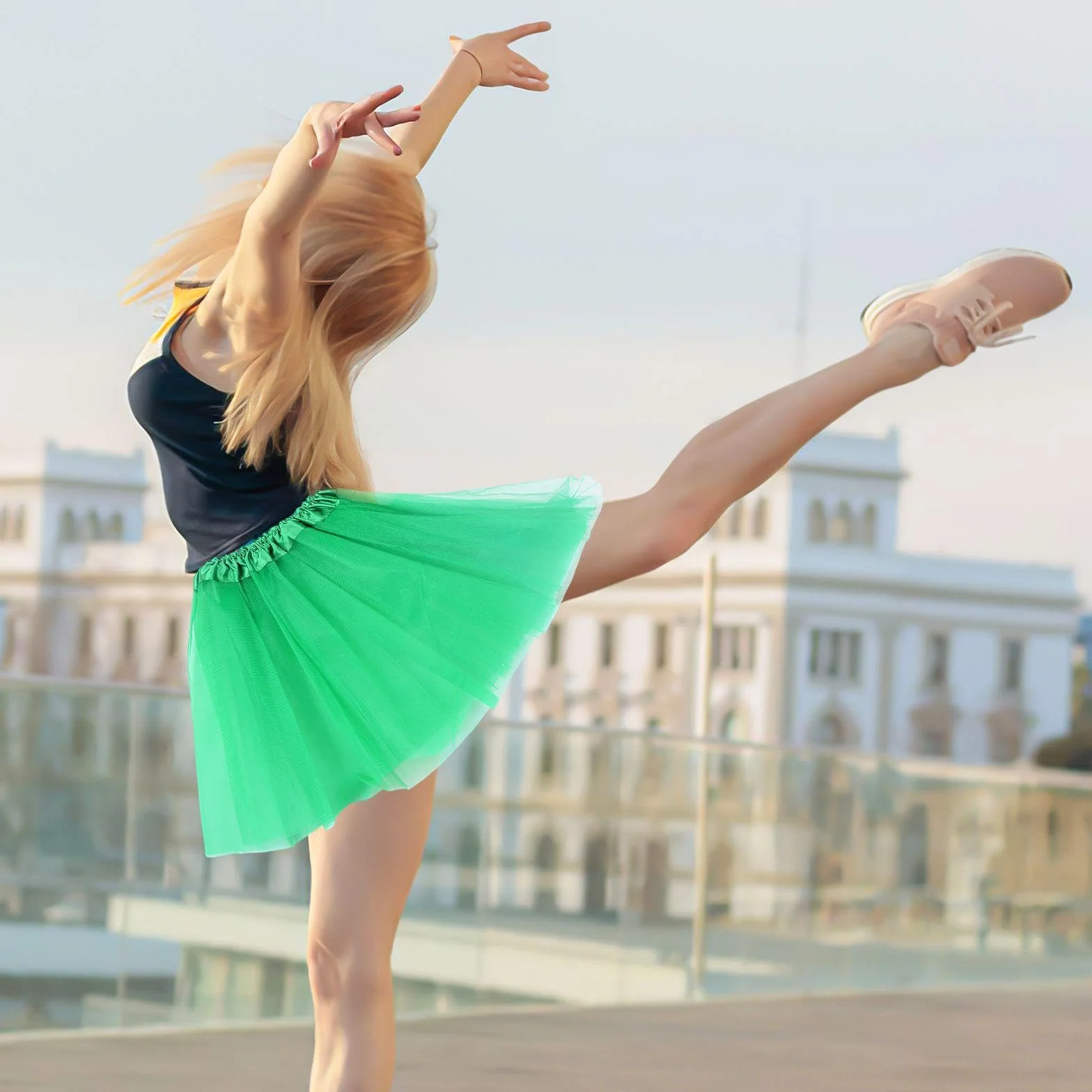 2 Piezas De Falda De Malla Verde, Falda Esponjosa Para Niños, Cómodo Y Suave, Tutú De Ballet De Rendimiento De Niñas, Disfraz Clásico.
