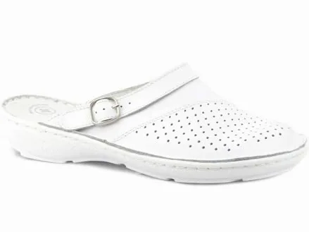 Zapatillas Sanitarias Mujer con Parte Superior Calada Cerrada Tira Ajustable Suela Flexible Ligeras Cómodas Blanco Talla 41