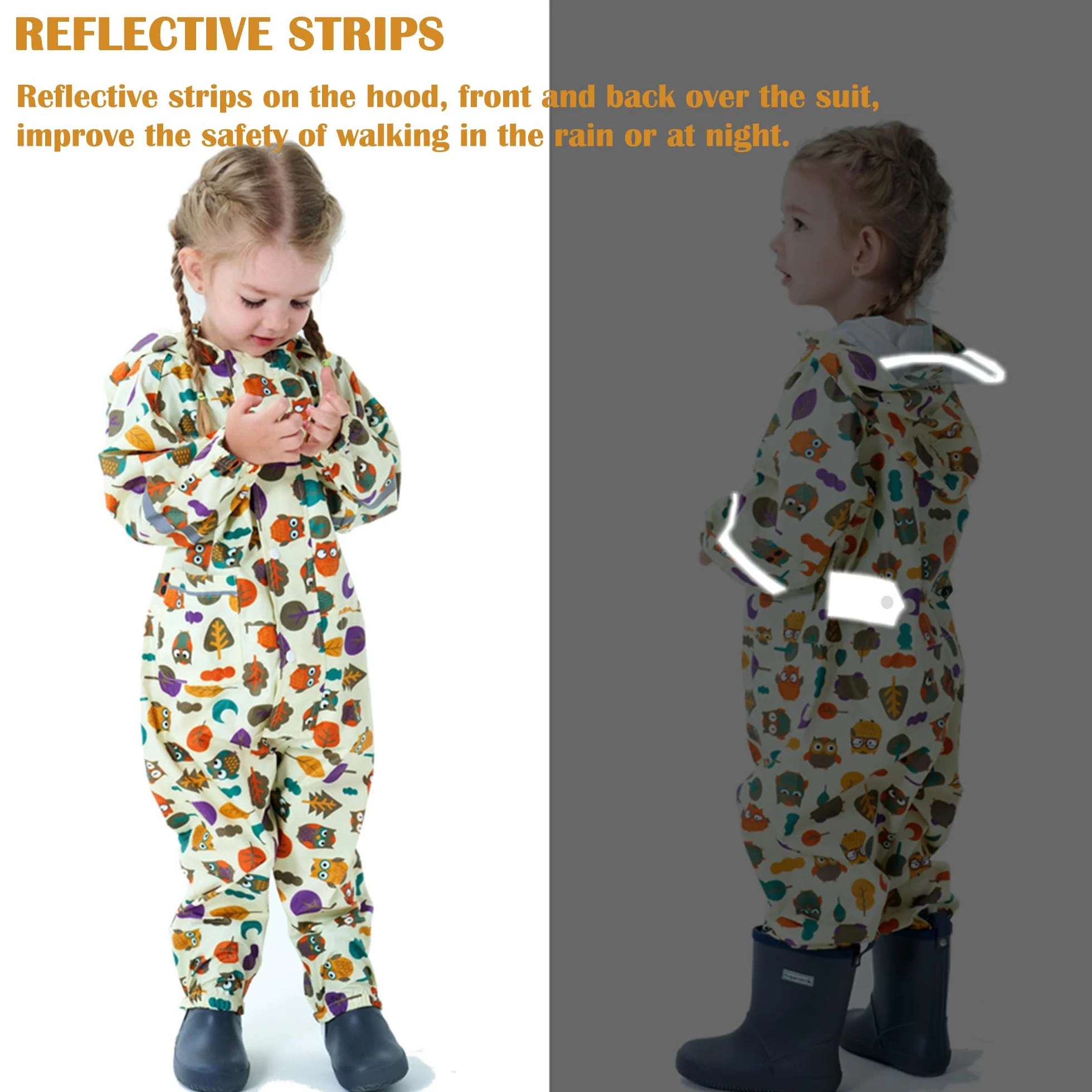 Fewlby Chubasquero Impermeable Niños Poncho de Lluvia Niñas Chaqueta Impermeable Ligero Abrigos de Lluvia Mono Impermeable con Capucha Traje de Lluvia 1-10 Años