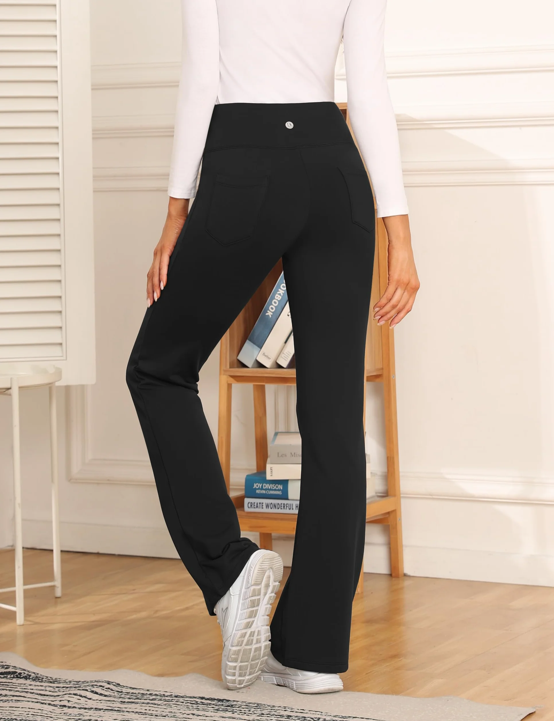 Desol Pantalones de yoga térmicos para mujer con forro polar, con 4 bolsillos, pantalones deportivos de invierno para mujer, largos, cintura alta, elásticos, cálidos