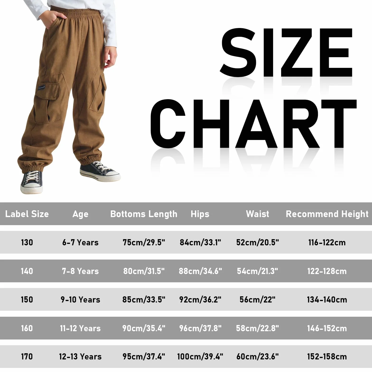 Pantalones Cargo Niños Suaves Transpirable Cintura Elástica Múltiples Bolsillos Streetwear Casual Joggers 6-13 Años