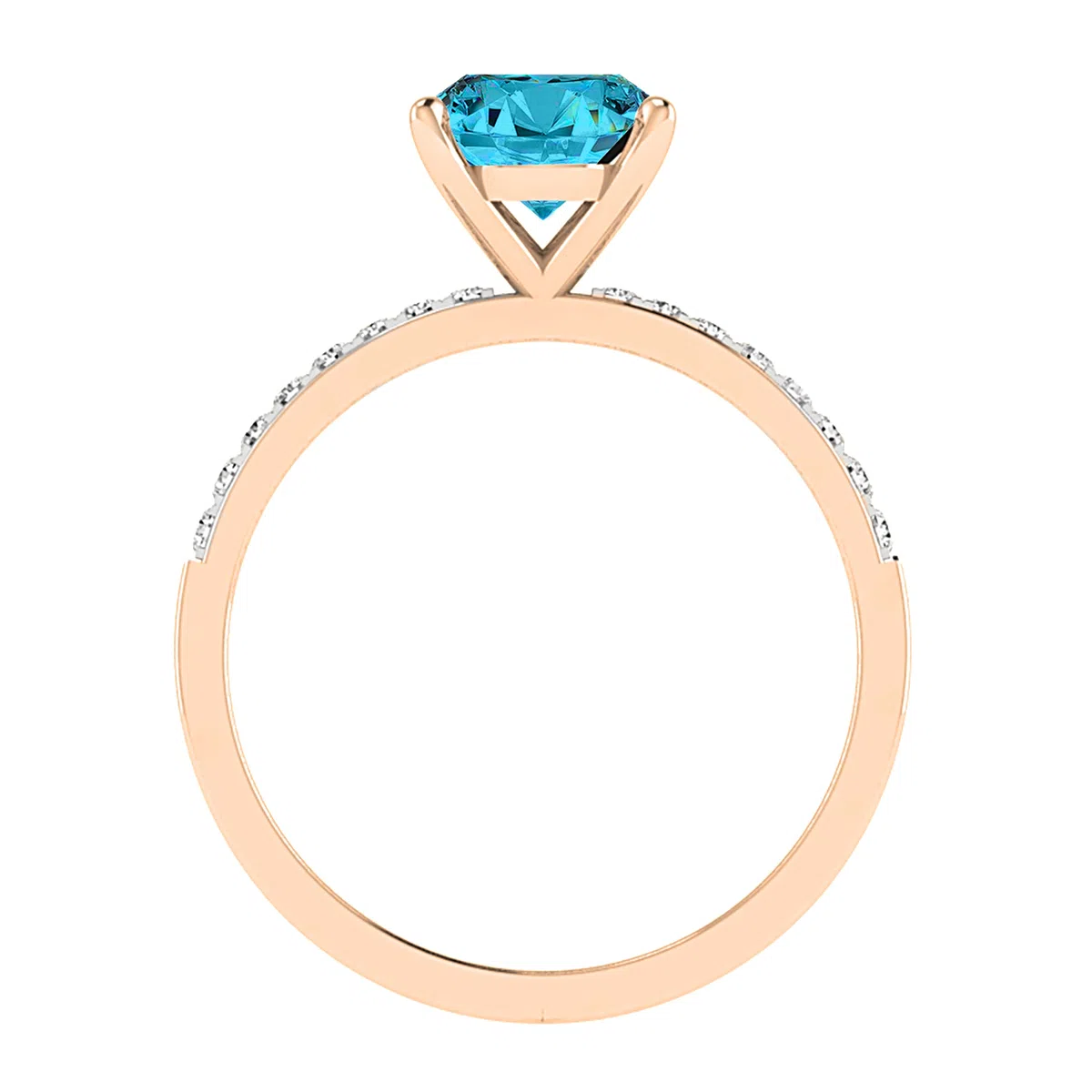 Dazzlingrock Collection Anillo de compromiso de oro rosa de 14 quilates con piedras preciosas ovaladas y diamantes blancos redondos de 9 x 7 mm para mujer, Oro rosa Topacio azul Diamante blanco Oro