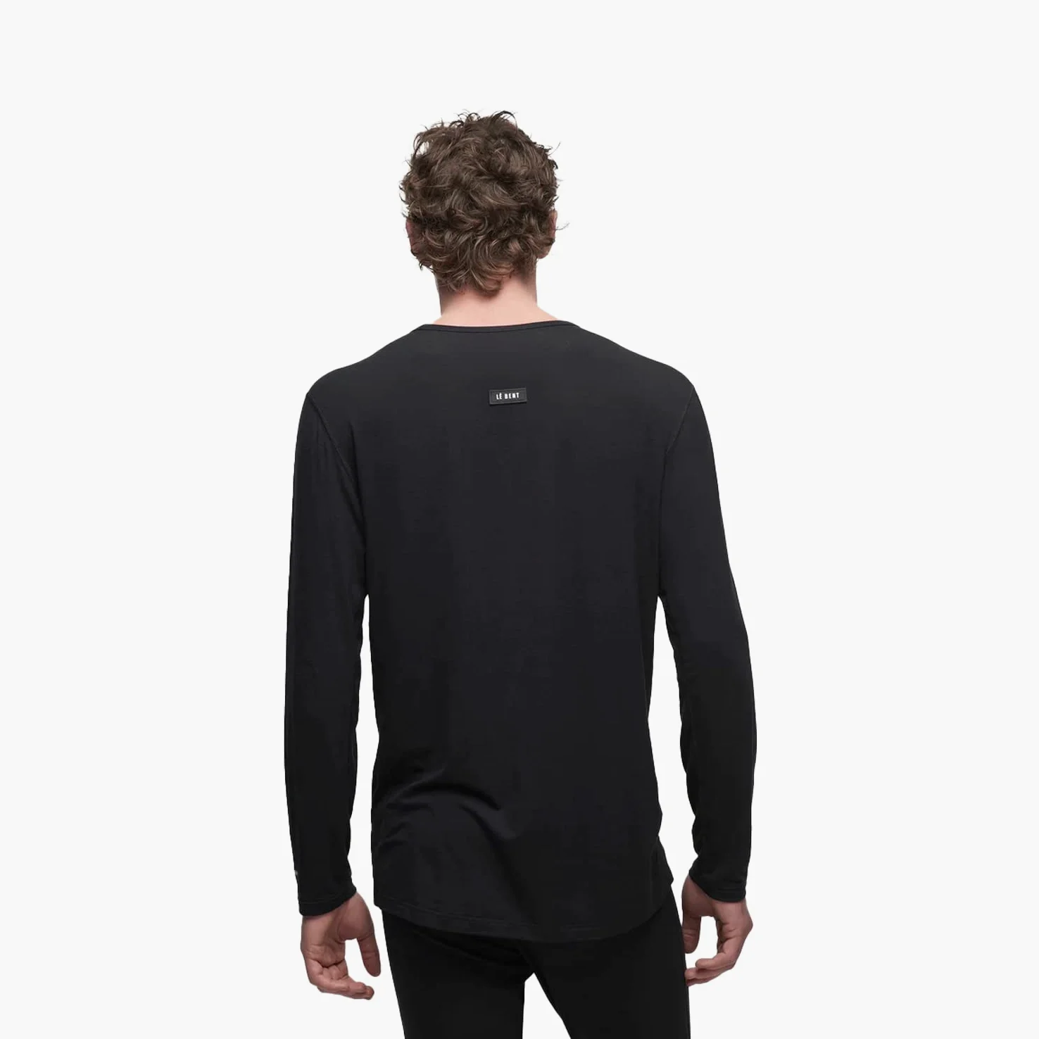 Le Bent Camiseta de manga larga para hombre Le Base Layer 200 | Camisa ligera de lana merino para correr, senderismo, cuello redondo, M - Core Black