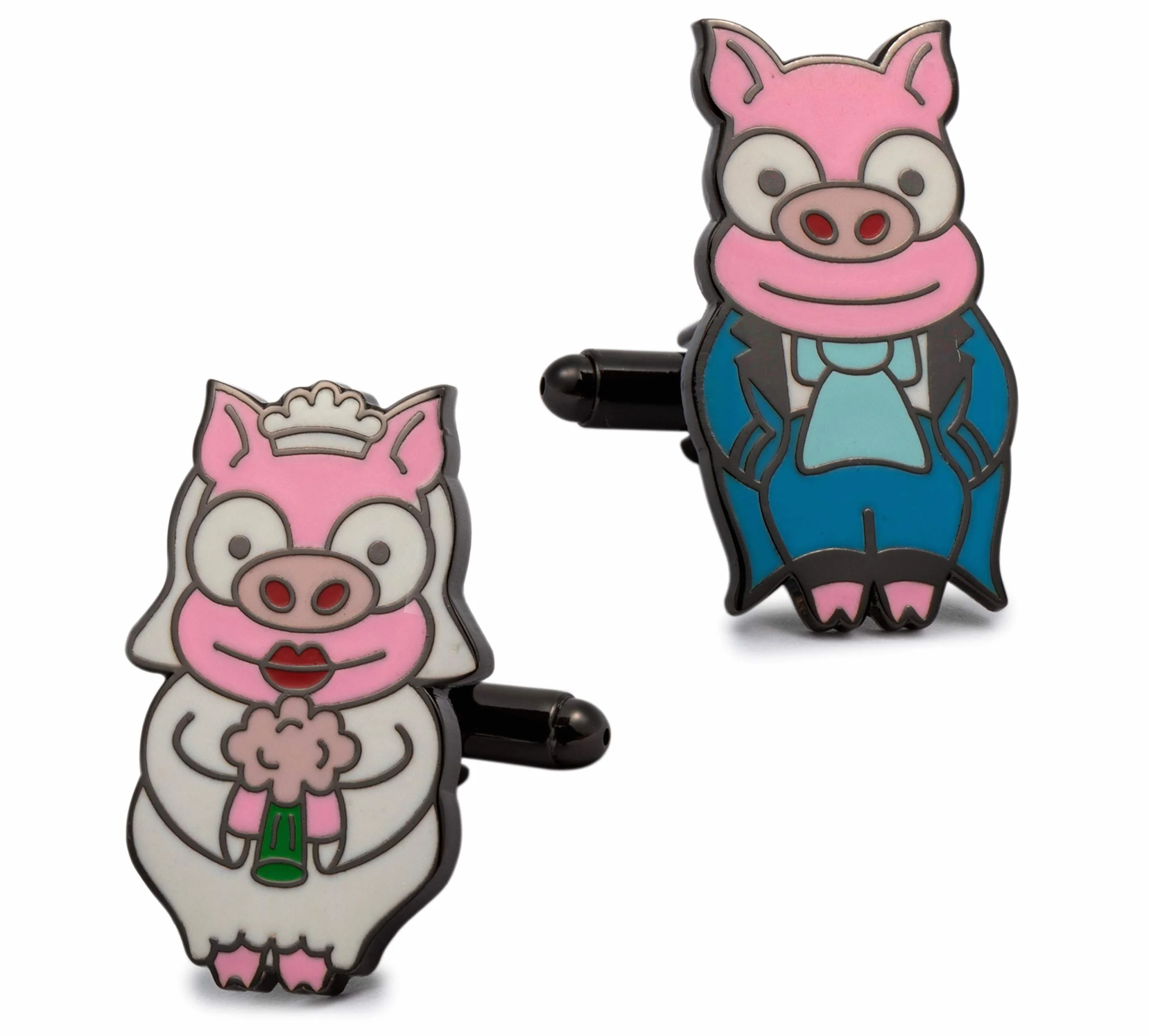 Gemelos de Camisa Cerditos Boda | 22x12mm | Originales Para Camisas | Complementos de Moda Para Hombres y Niños | Regalos Para Bodas, Comuniones, Bautizos y Otros Eventos