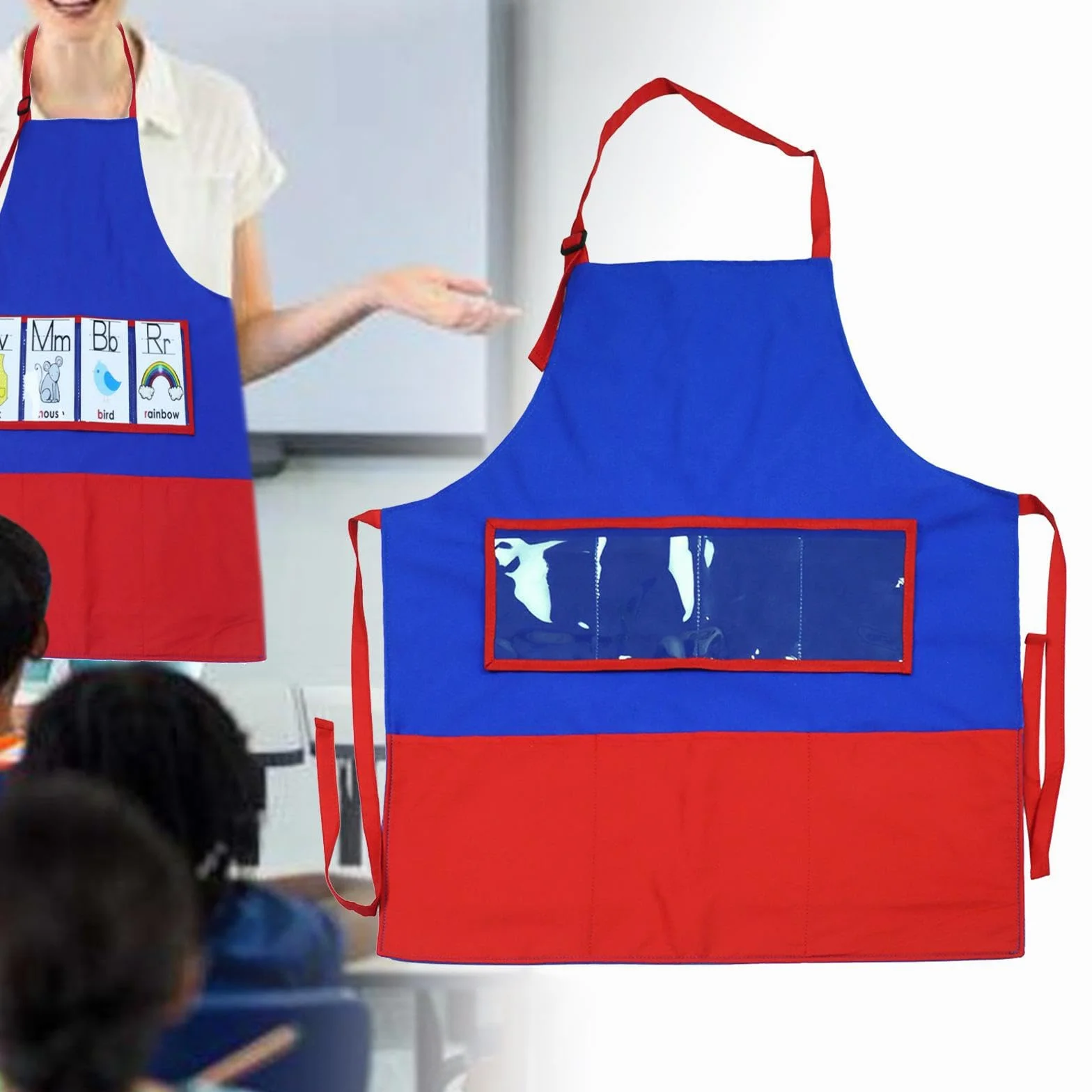 Delantal de de fieltro vívidamente agradable para la piel con bolsillos para la enseñanza cuentos en el aula, delantal bricolaje, narración cuentos,