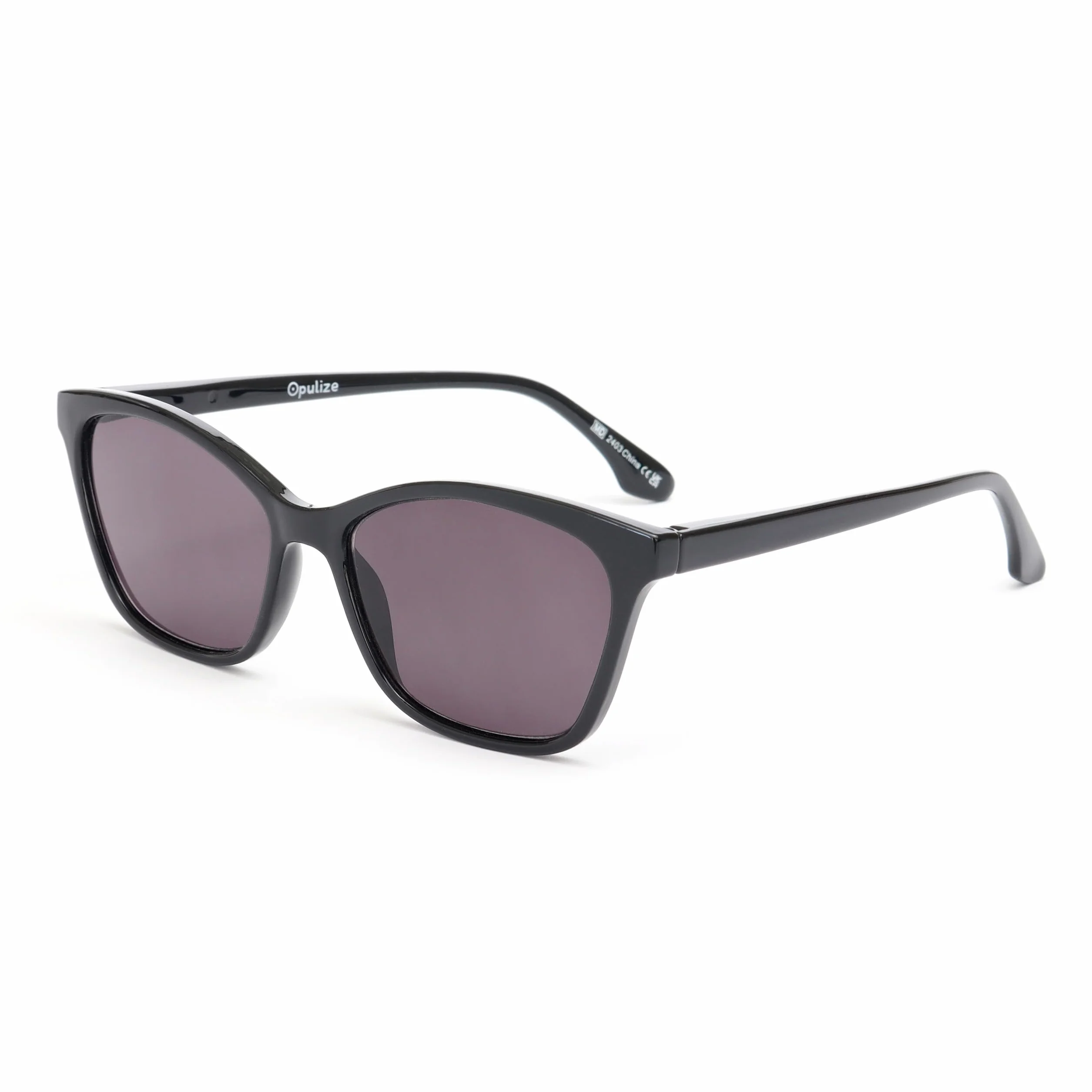 OPULIZE Gafas de Sol Montura Ojo de Gato Negro Bisagras de Muelle S59-1