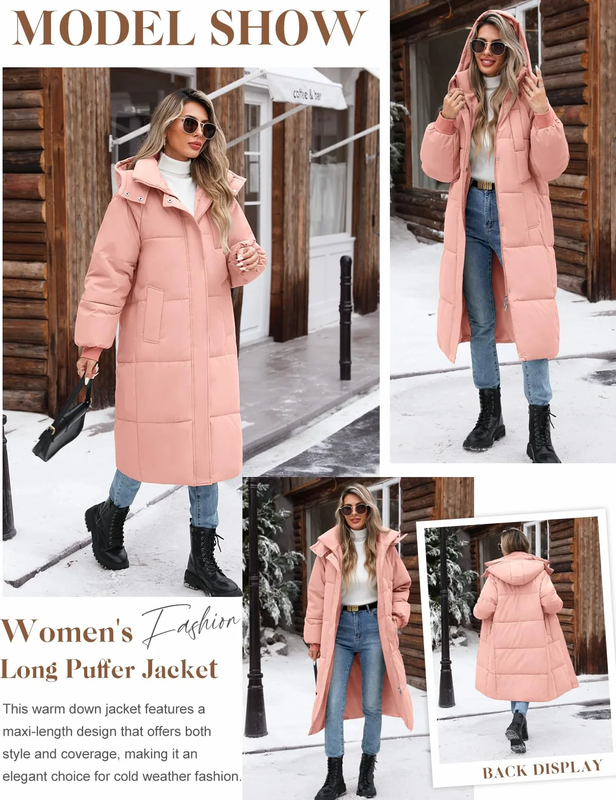 Vancavoo Abrigo Largo de Acolchado para Mujer Chaqueta de Invierno Cálido