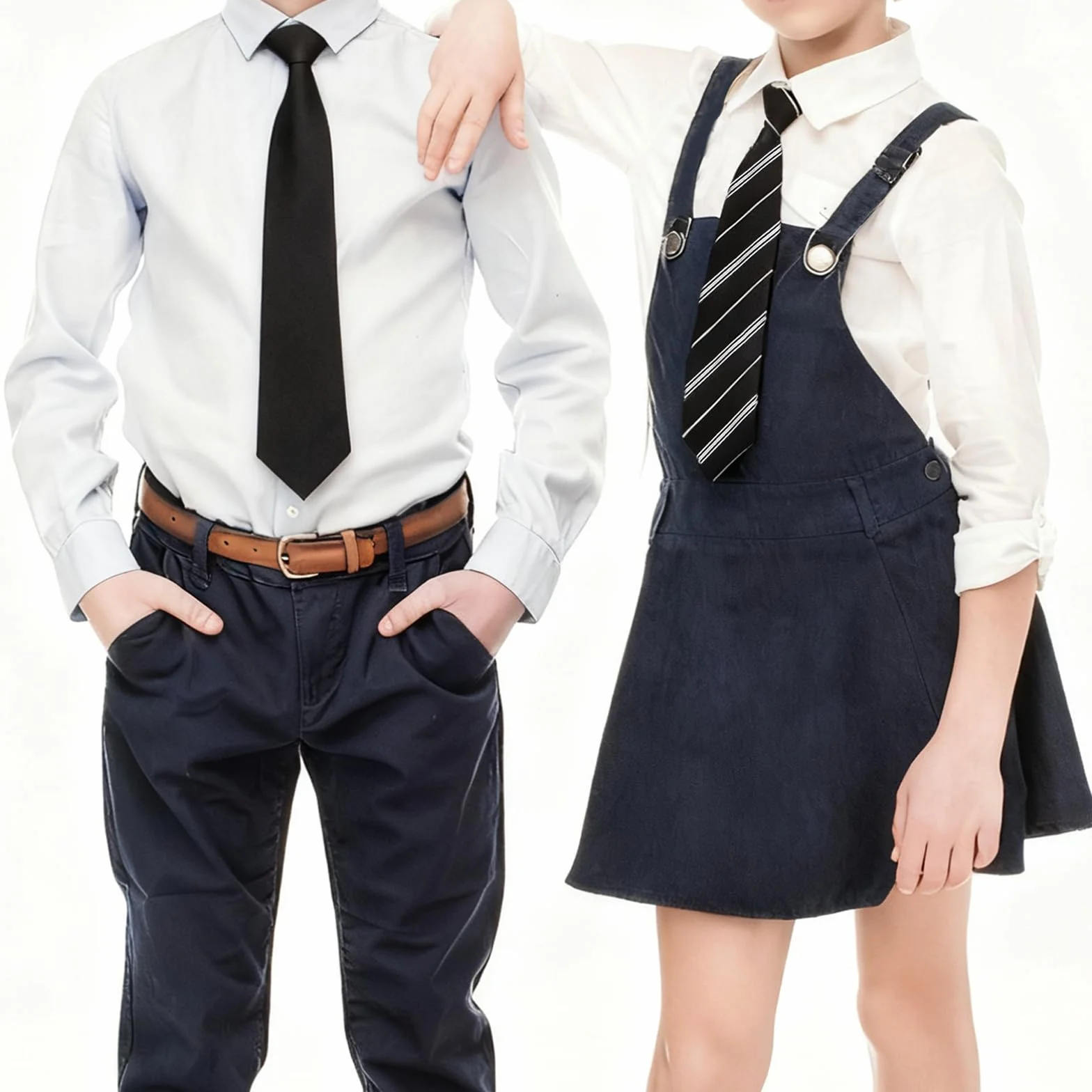 Corbata para niños de 2 piezas, lazo ajustable, negra, elegante, disfraz