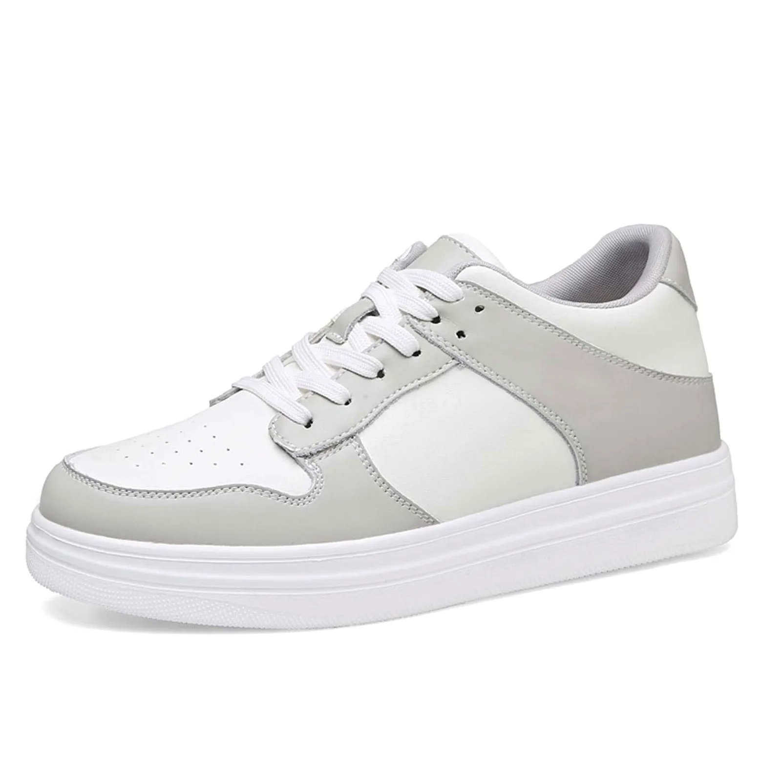 Elevator Zapatos Hombre Transpirable Zapatillas de Cuero Zapatos Casual Zapatos Blancos Zapatos de Senderismo Clásicos Zapatos con Cordones Cómodos Zapatillas Deportivas al Aire Libre para la