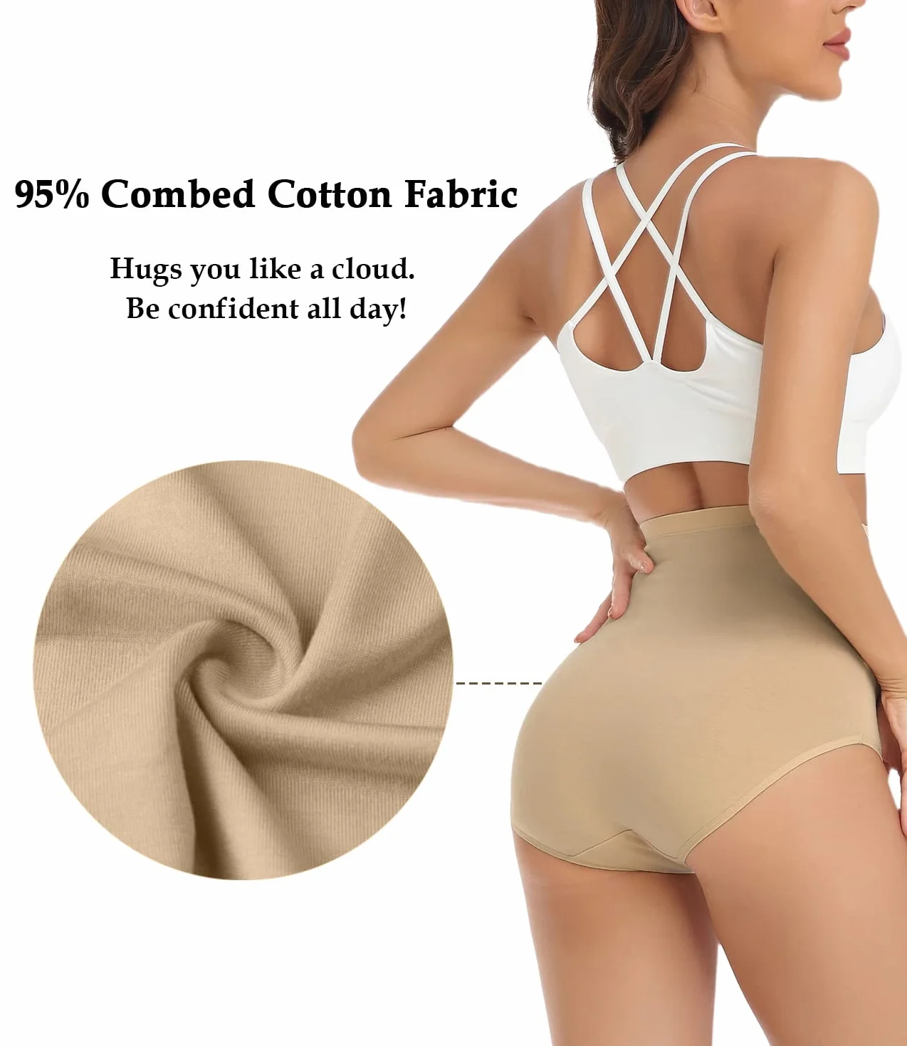 Wirarpa Bragas Mujer Algodón Elásticas Cintura Alta Pack de 4