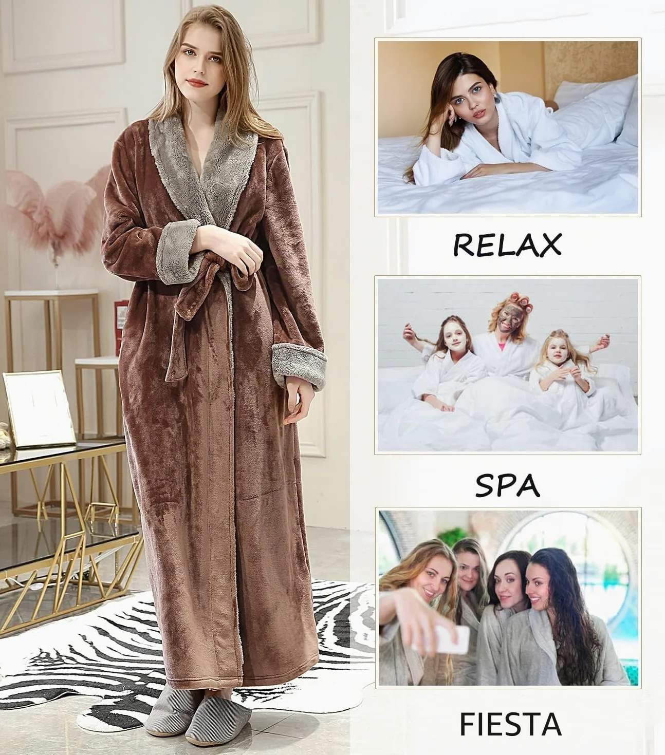 CaiDieNu Albornoz para Mujer Microfibra Bata de Baño de Senora, Disponen, Talla M L XL