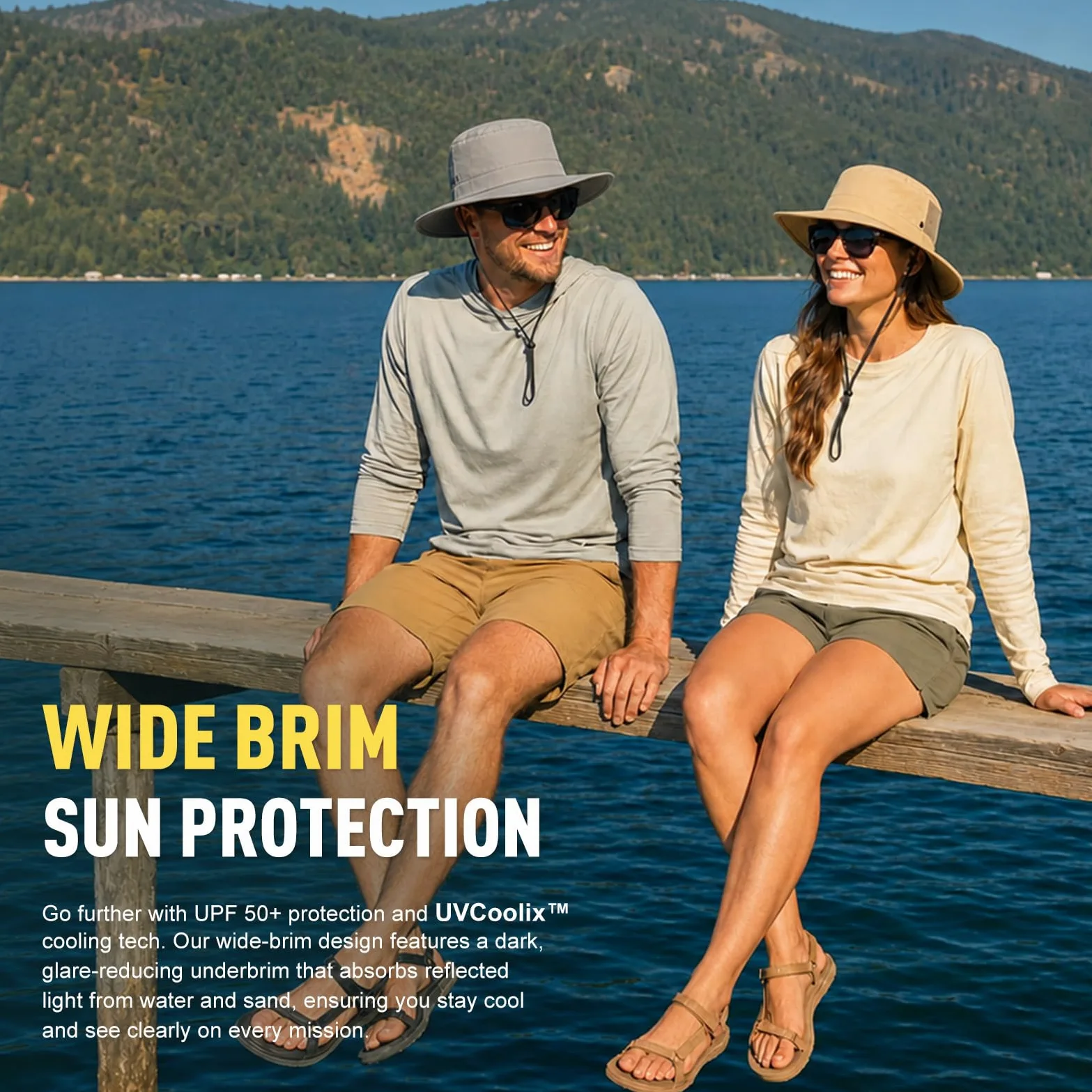 TOP-EX L/XL/XXL UV50+ - Sombrero de sol impermeable de ala ancha para pesca de verano, senderismo, con correa desmontable y malla ventilada